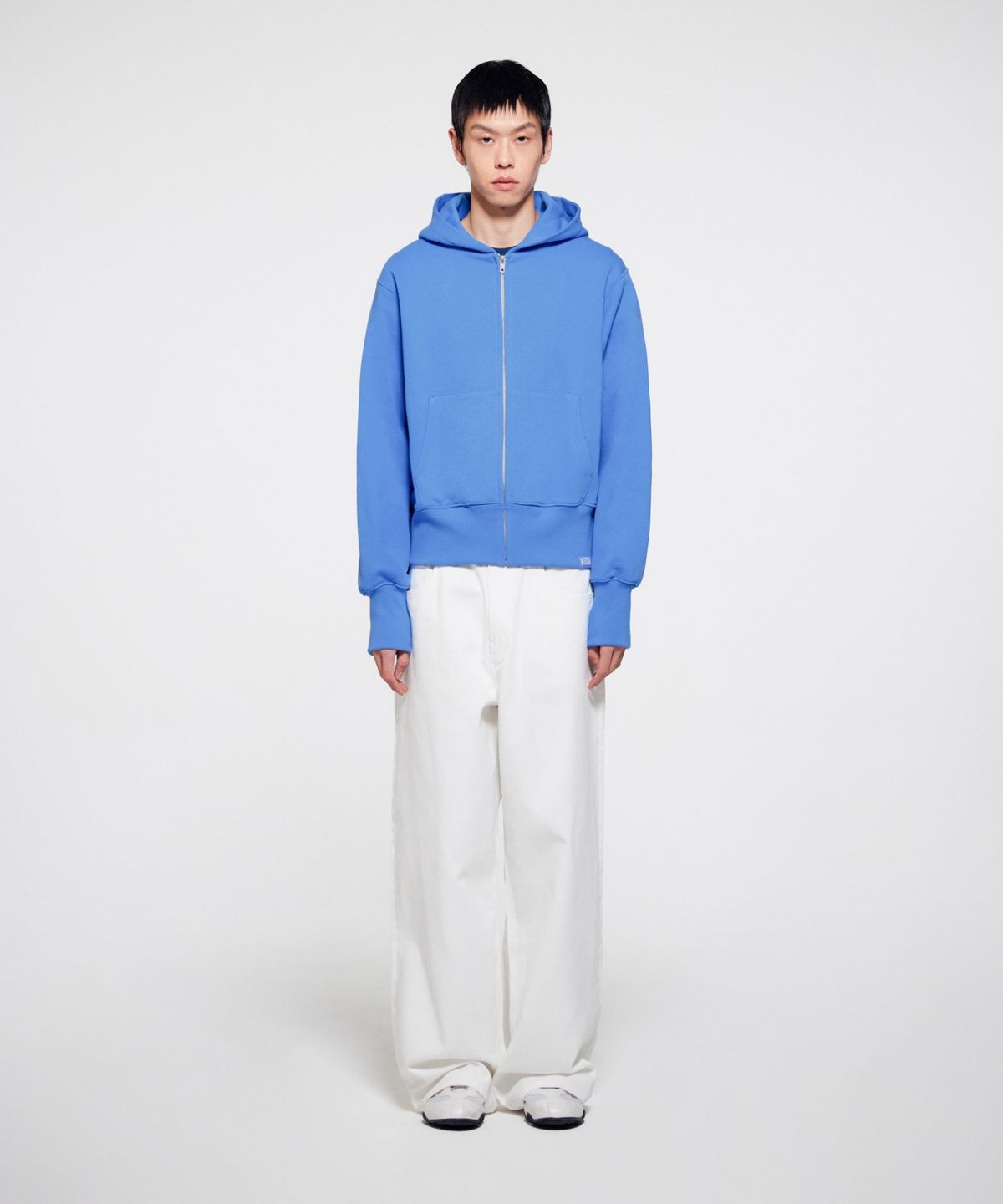 이알에이(ERA) UNISEX ERA HEAVY HOODED ZIP-UP - BLUE