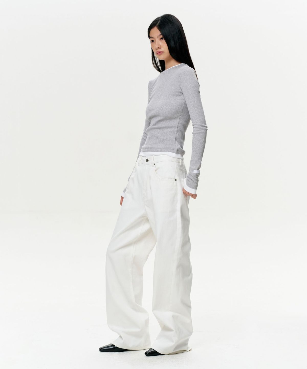 이알에이(ERA) WOMEN ERA WIDE FIT DENIM PANTS - WHITE