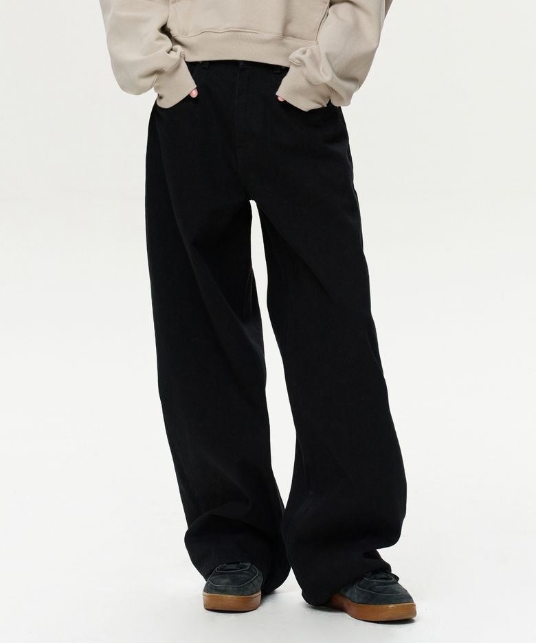 WOMEN ERA WIDE FIT DENIM PANTS - BLACK