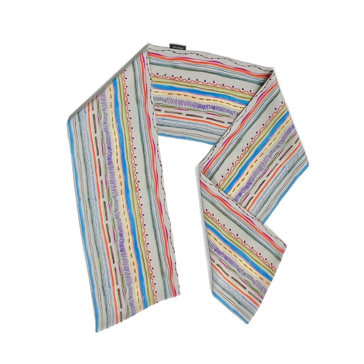 마레트라(MARAETHRA) Groovy Doodle Wide Silk Tie Scarf 그루비 두들 와이드 실크 타이 스카프