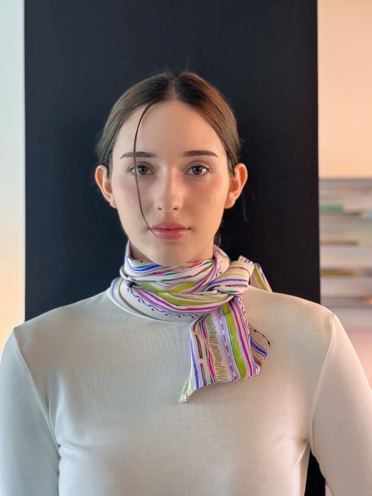 마레트라(MARAETHRA) Groovy Doodle Wide Silk Tie Scarf 그루비 두들 와이드 실크 타이 스카프