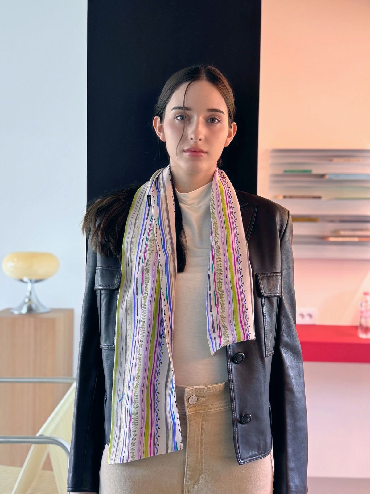마레트라(MARAETHRA) Groovy Doodle Wide Silk Tie Scarf 그루비 두들 와이드 실크 타이 스카프