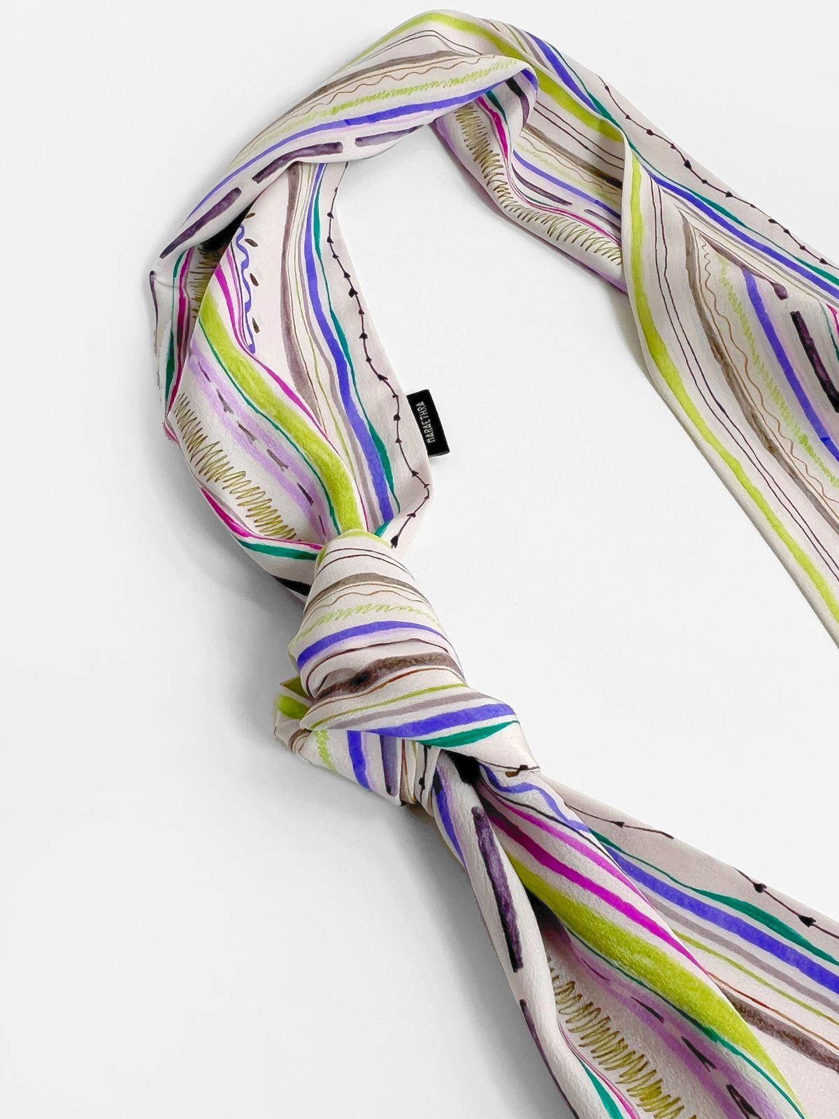 마레트라(MARAETHRA) Groovy Doodle Wide Silk Tie Scarf 그루비 두들 와이드 실크 타이 스카프