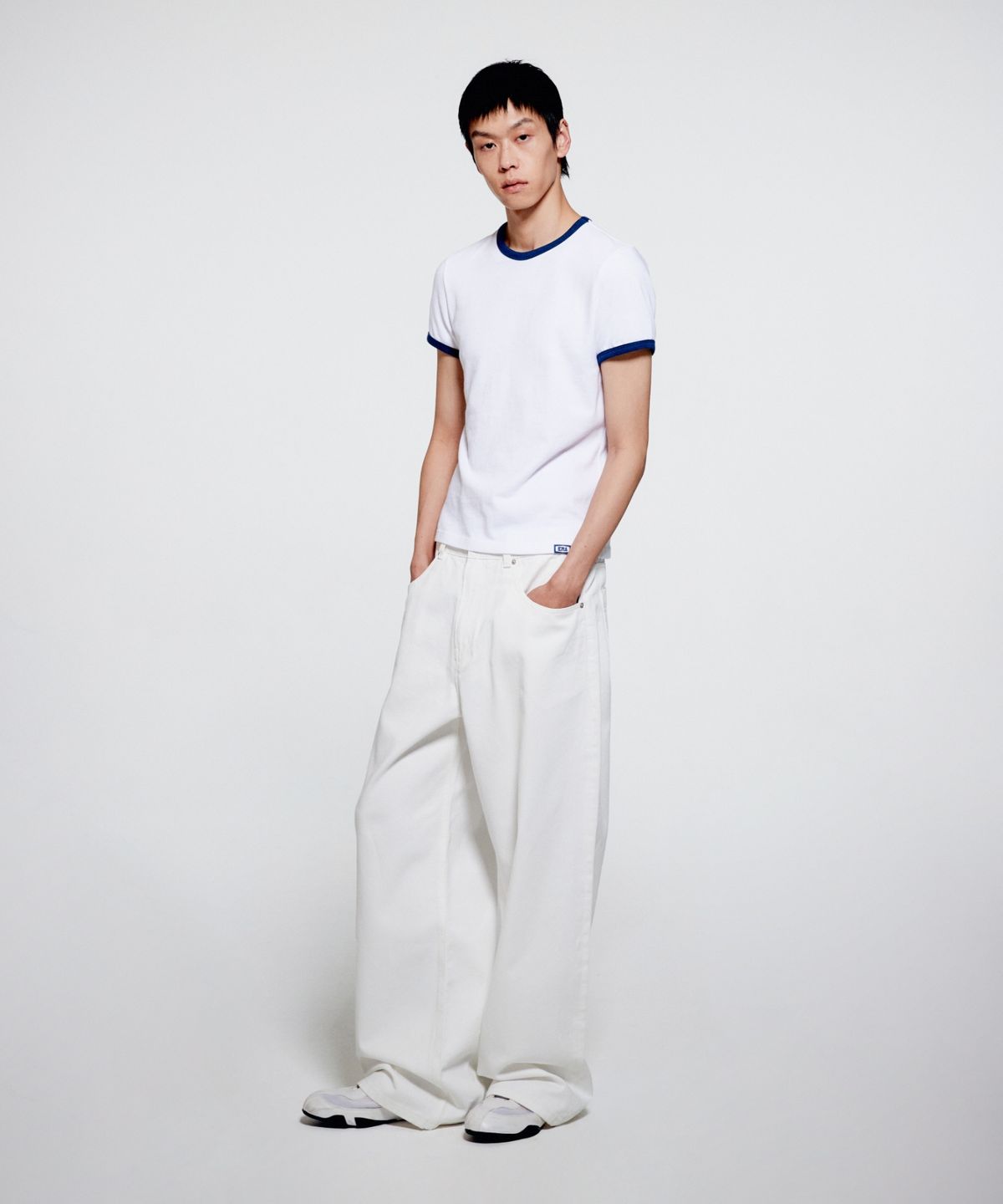 이알에이(ERA) MEN COLOR EDGE SLIM T - WHITE BLUE