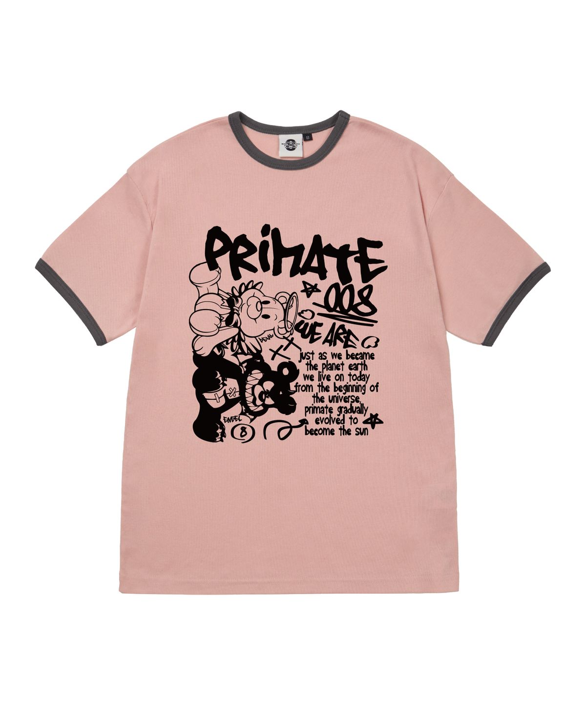 프라임에이트(PRIMATE) ANGELDEM 여성 후라이스 링거 반팔티셔츠 5 COLORS