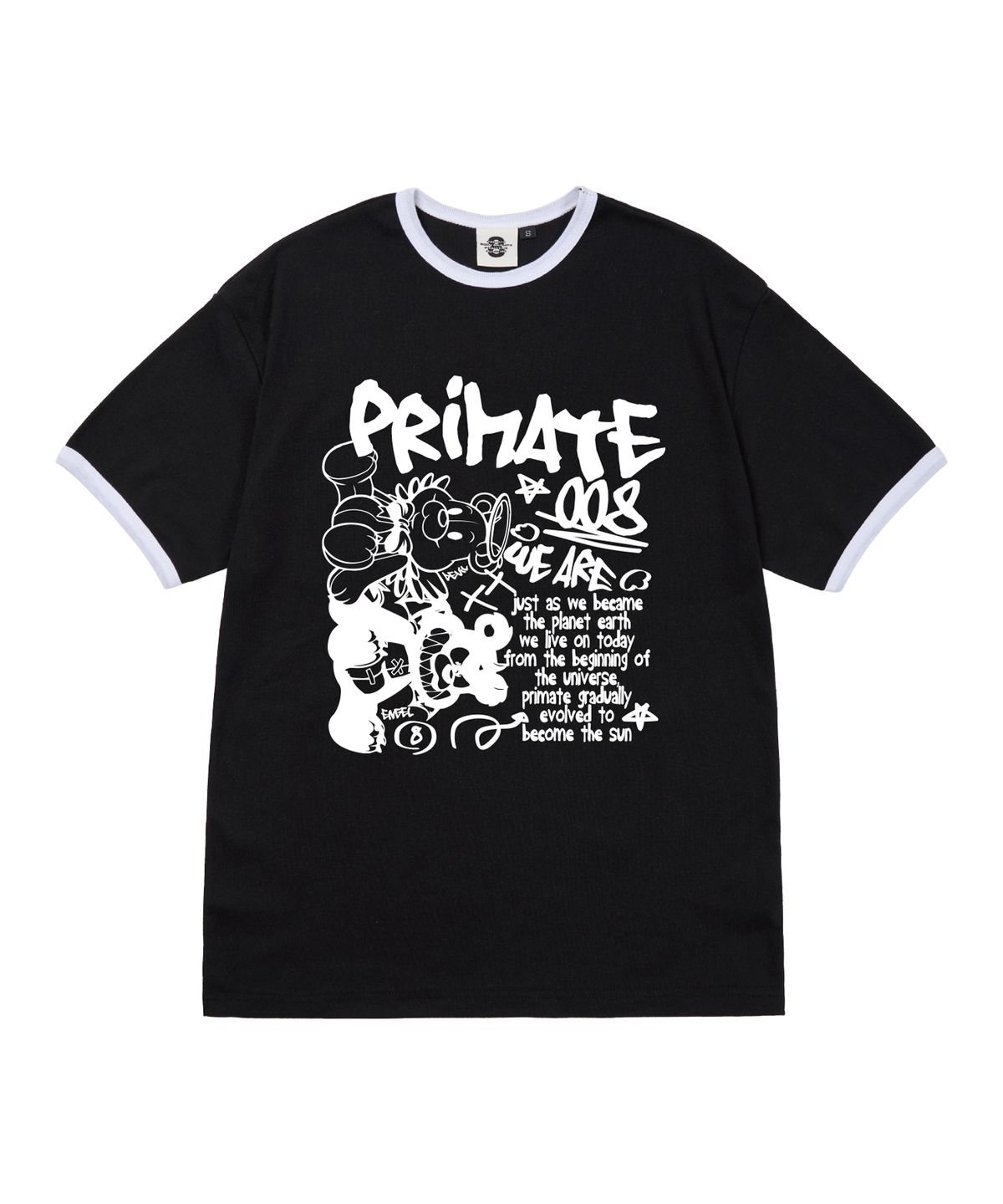 프라임에이트(PRIMATE) ANGELDEM 여성 후라이스 링거 반팔티셔츠 5 COLORS