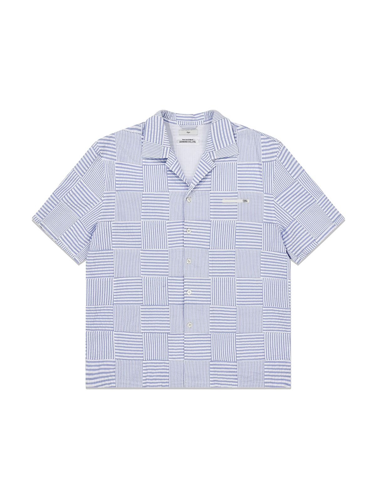 기준 맨(KIJUN MEN) Patchwork Havana Shirt Sky Blue