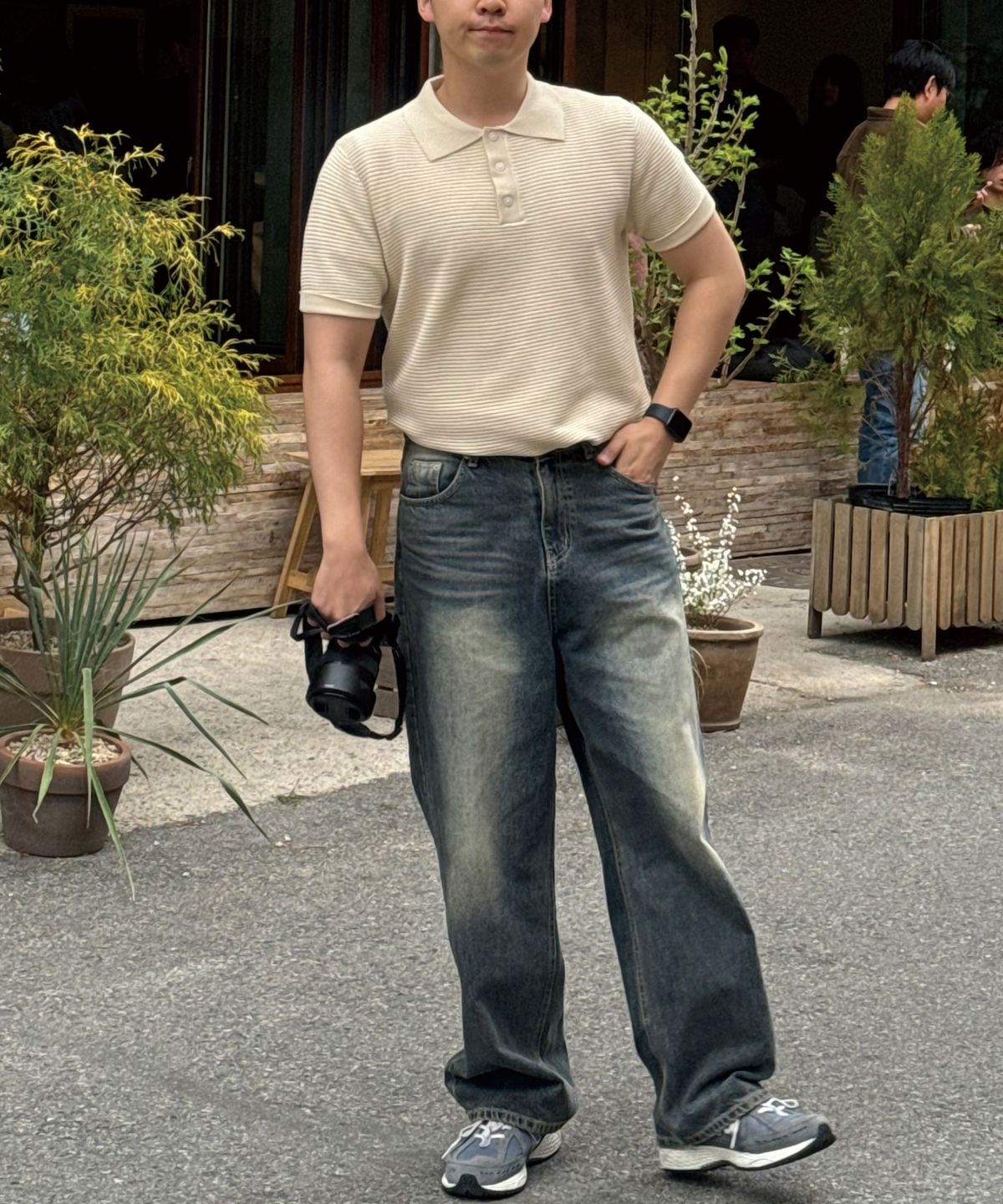 에르비노(HERVINO) 케이블 카라 머슬핏 반팔 니트[아이보리]