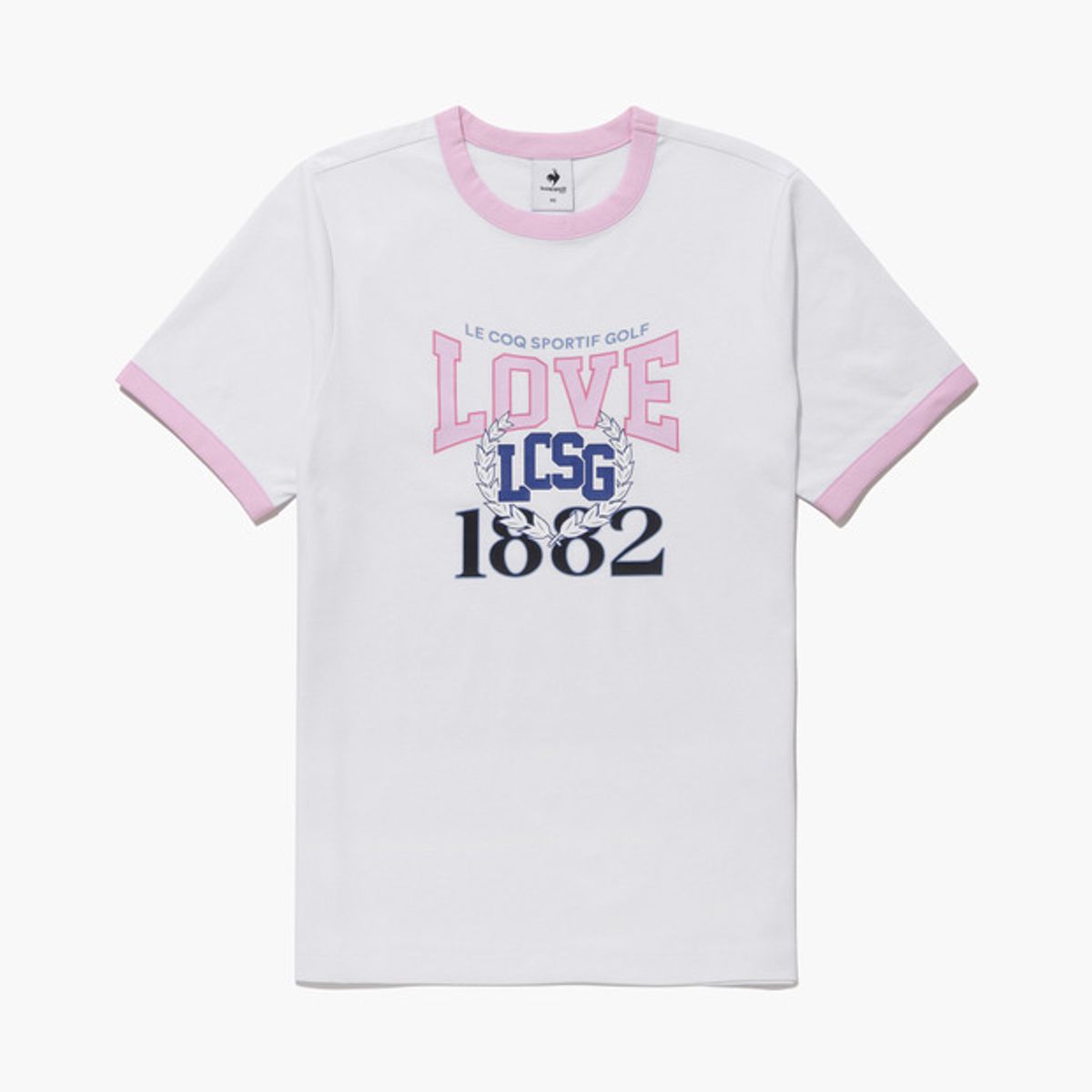 르꼬끄 골프(LECOQ GOLF) 여성 빅프린트 라운드넥 링거 반팔 티셔츠 (GQ222LRS41)