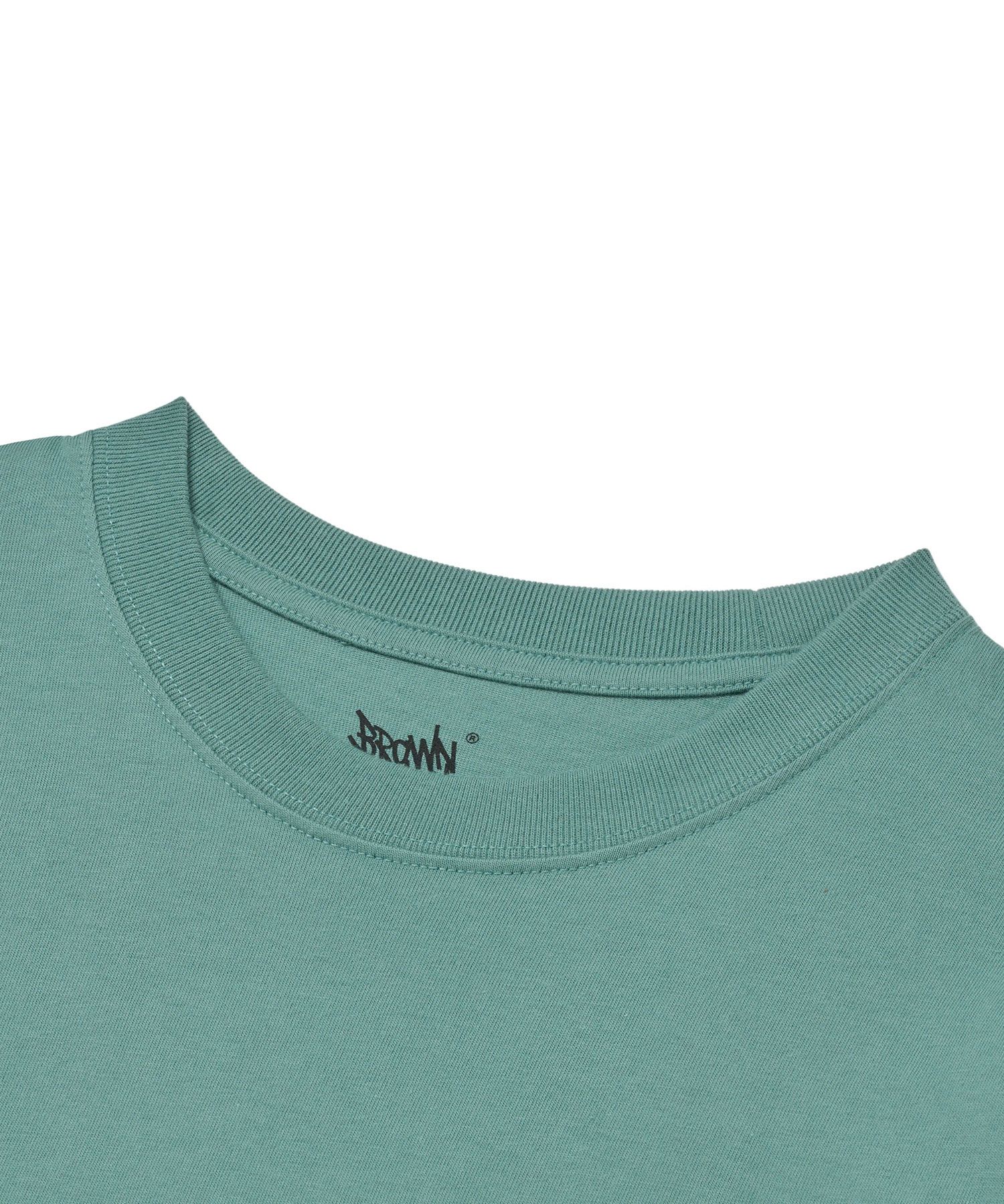 MUSINSA | BROWNBREATH LEOPARD TAG TEE - BLUE GREEN