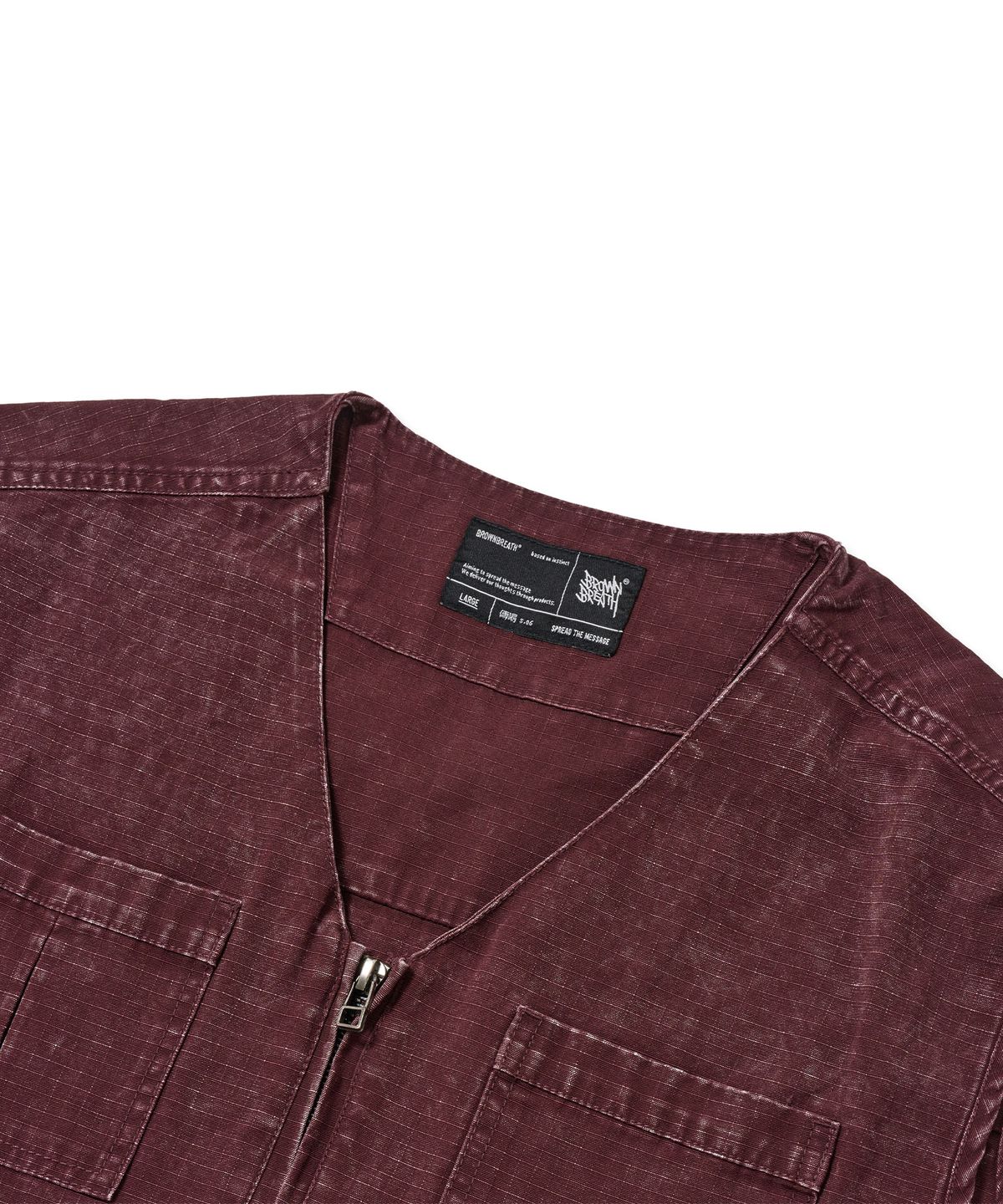 브라운브레스(BROWNBREATH) WASHED RIPSTOP WORK VEST - BURGUNDY
