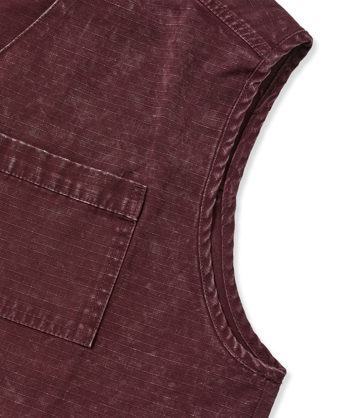브라운브레스(BROWNBREATH) WASHED RIPSTOP WORK VEST - BURGUNDY