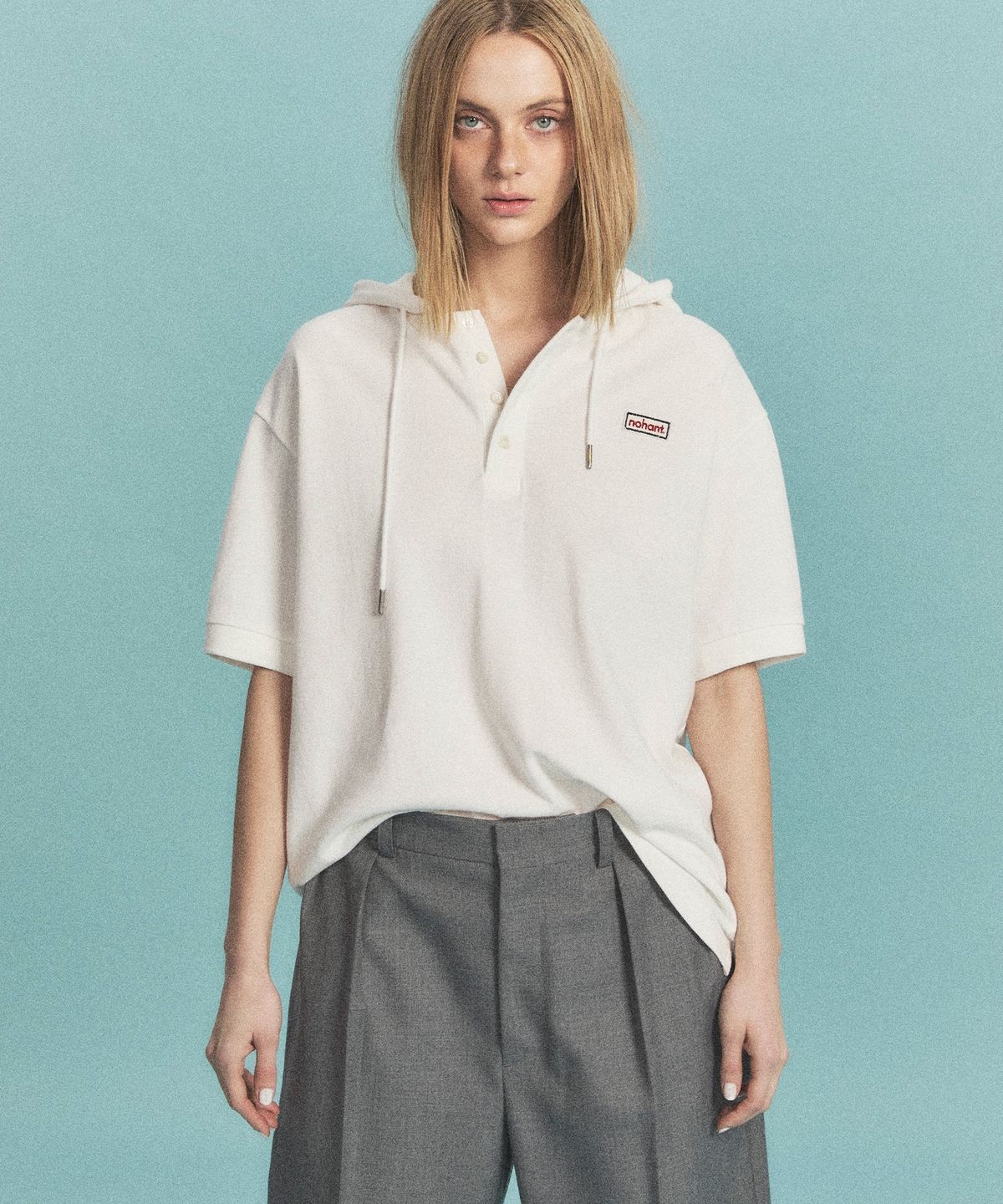 노앙(NOHANT) PK SHORT SLEEVE HOODIE WHITE