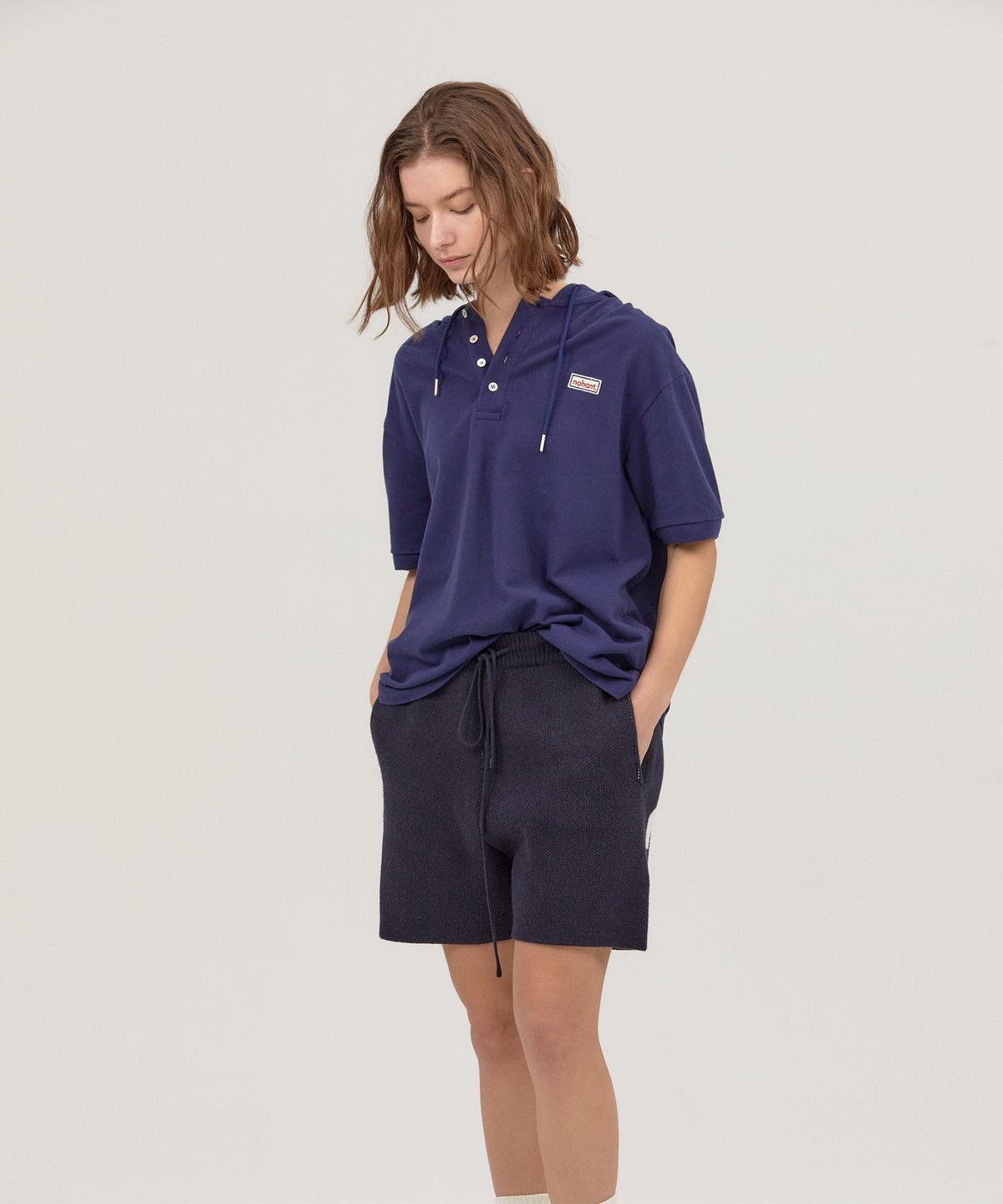 노앙(NOHANT) PK SHORT SLEEVE HOODIE NAVY