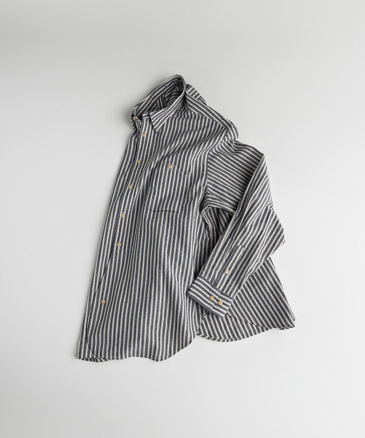 비헤비어(BEHEAVYER) C/P OFFICER B.D SHIRTS blue stripe