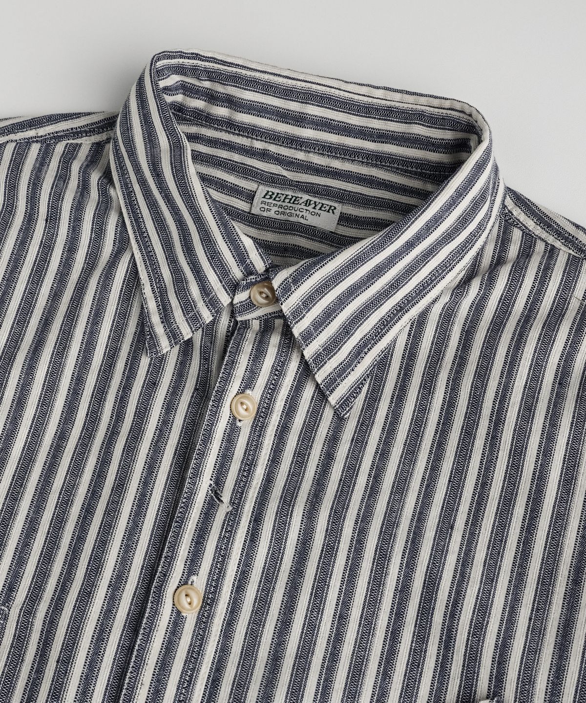 비헤비어(BEHEAVYER) C/P OFFICER B.D SHIRTS blue stripe