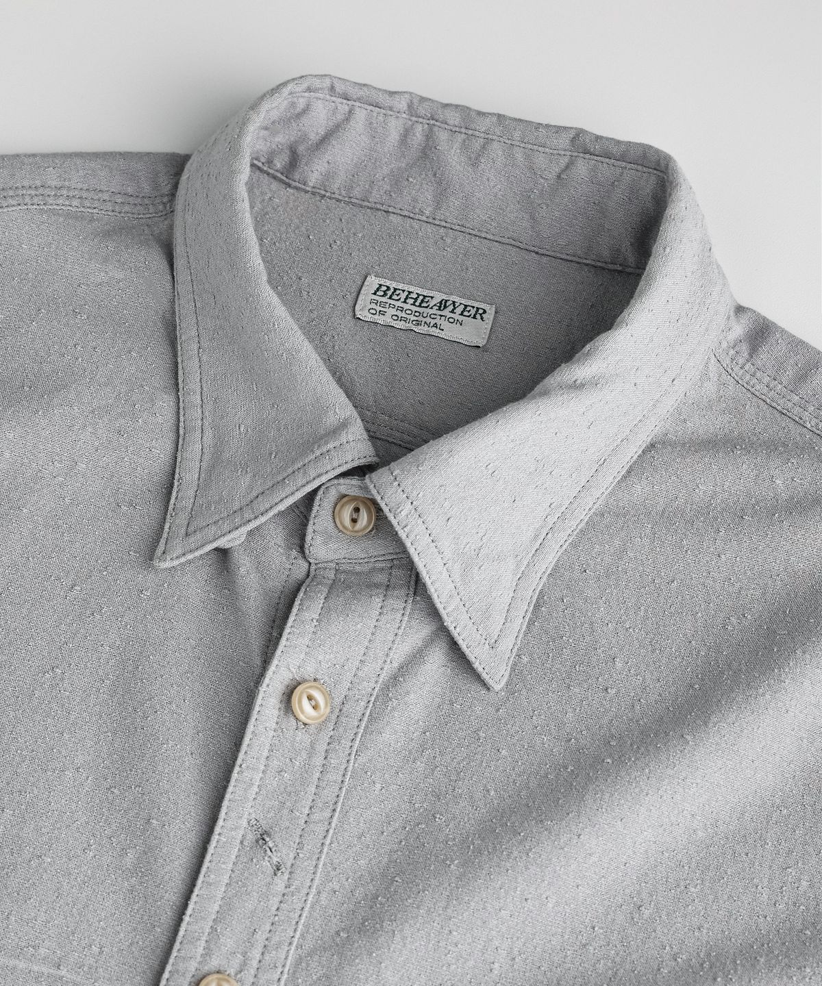 비헤비어(BEHEAVYER) NEPPED OFFICER B.D SHIRTS slate blue