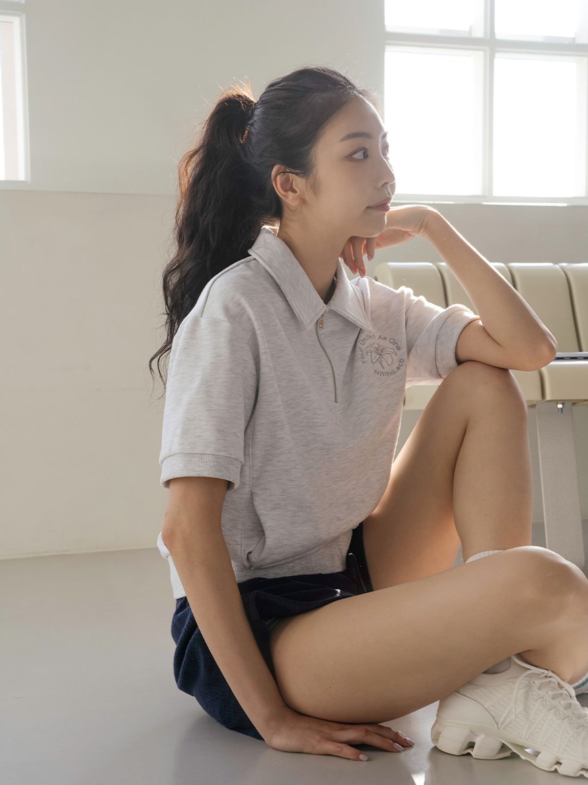 니티나(NITINA) 리싸이클 카라 집업 스웻셔츠 M/G