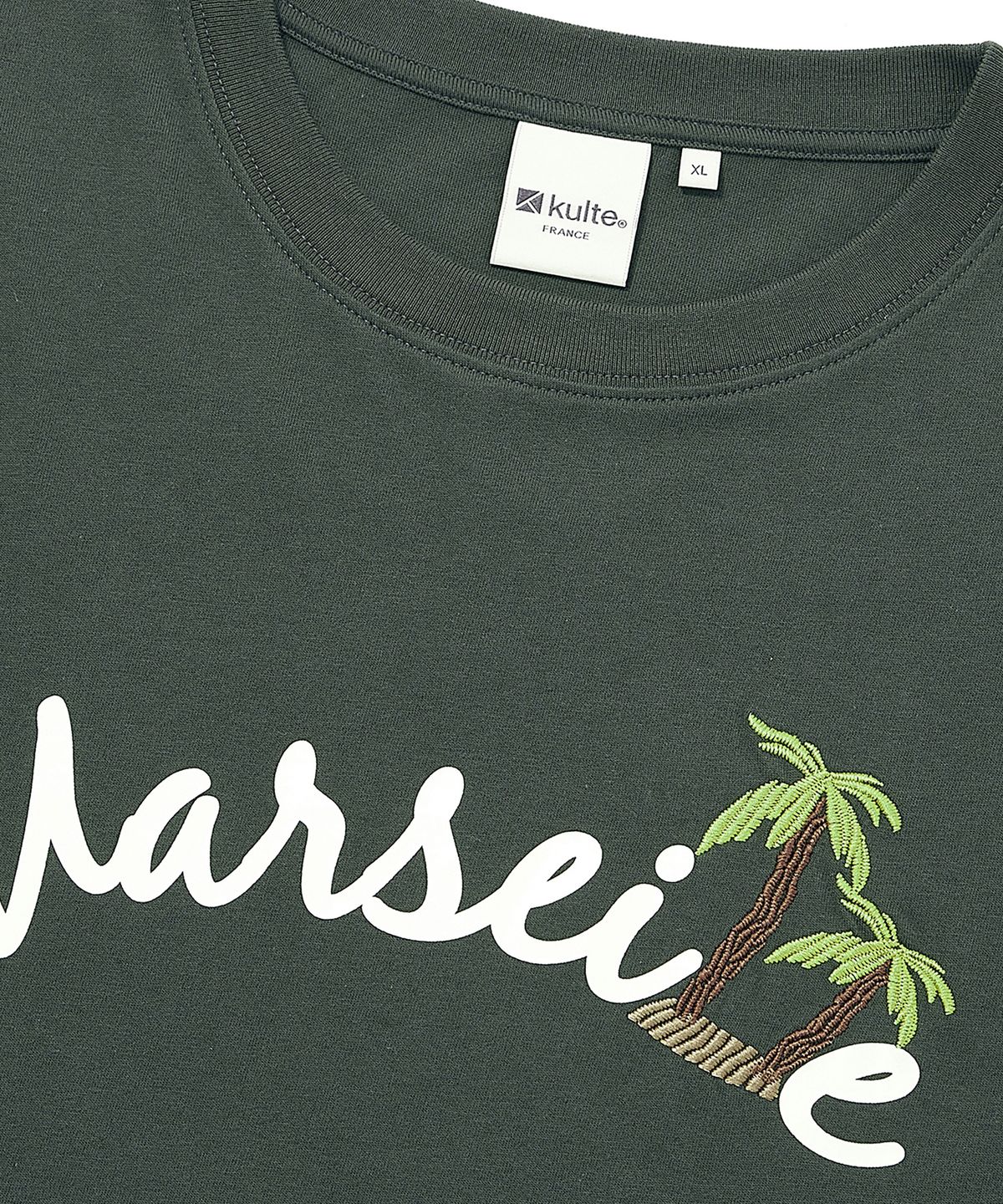 쿨트(KULTE) TWIN PALM TREE T-SHIRT KHAKI