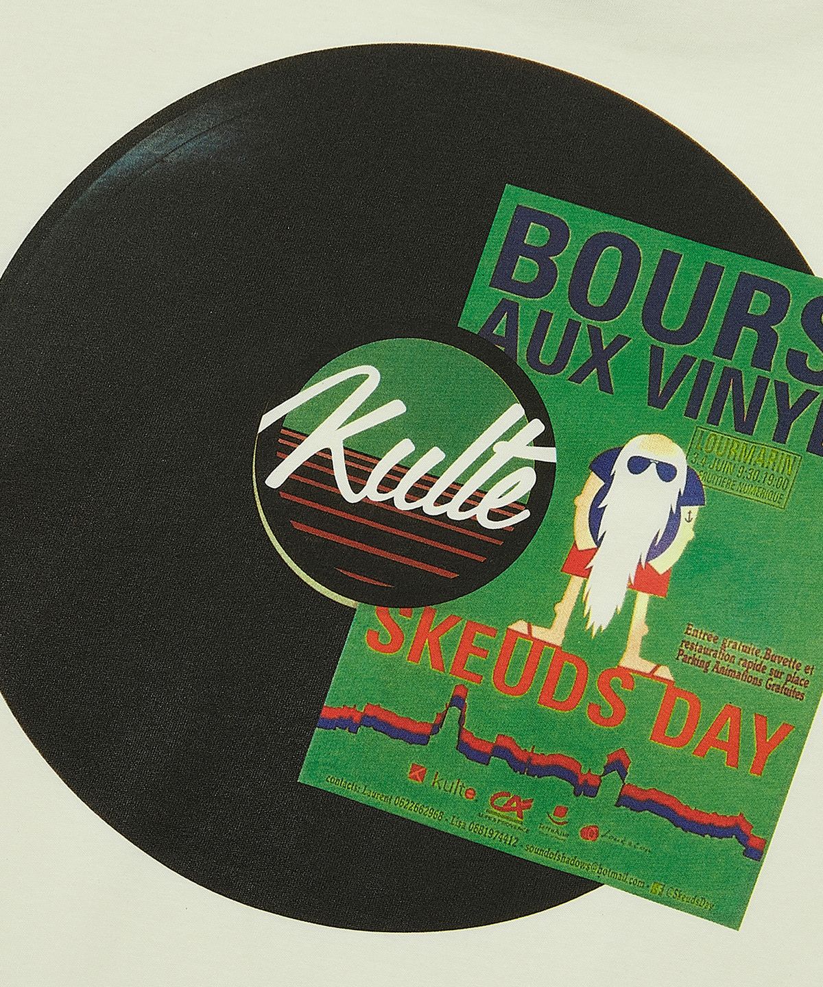 쿨트(KULTE) VINTAGE RECORD T-SHIRT IVORY