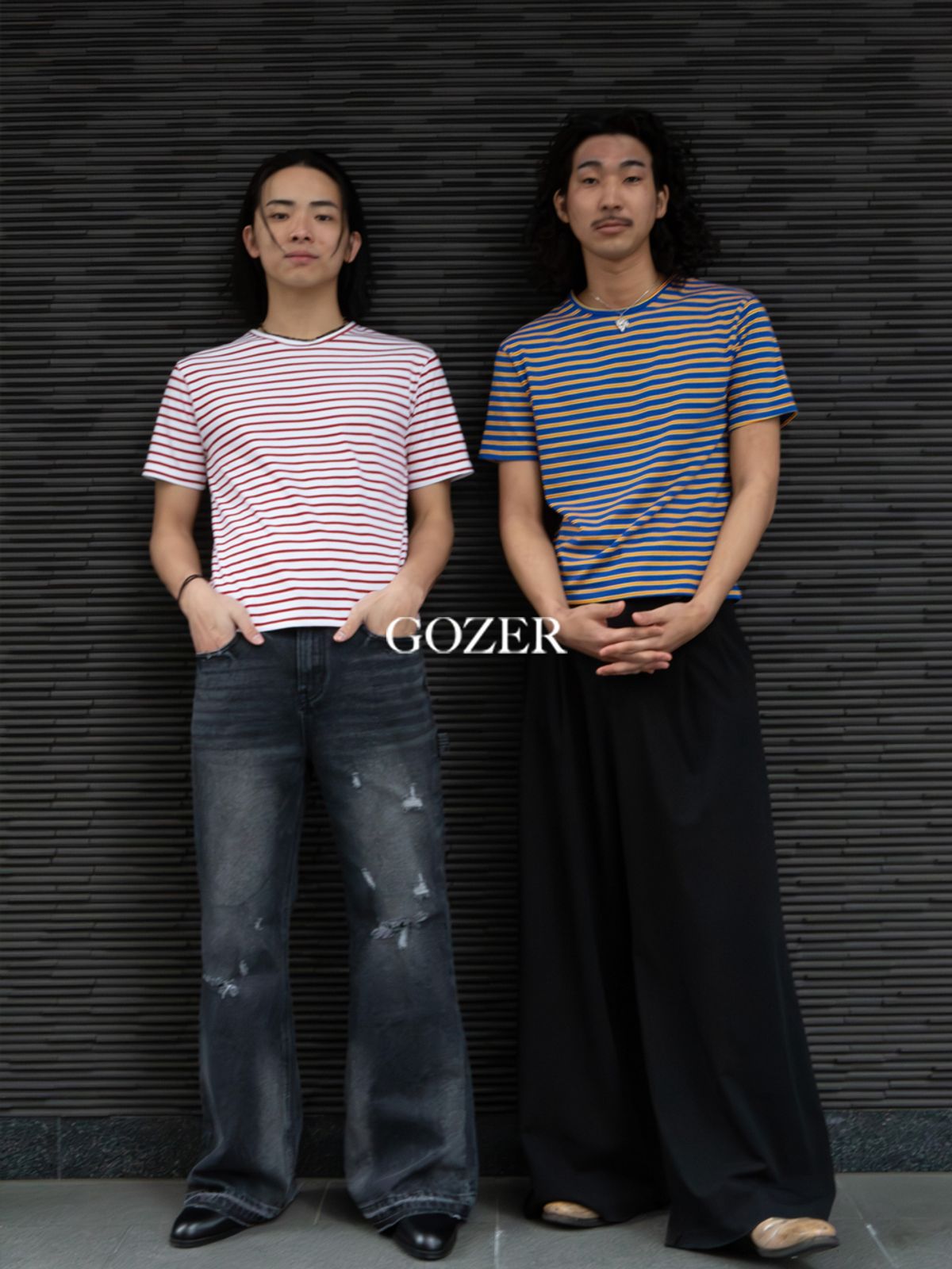 고저(GOZER) PIPI STRIPE T-SHIRT_BLUE