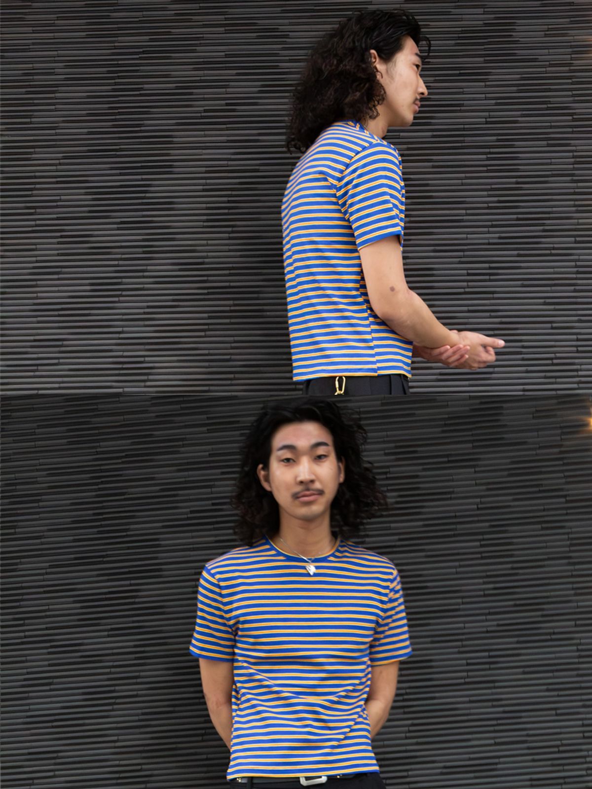 고저(GOZER) PIPI STRIPE T-SHIRT_BLUE
