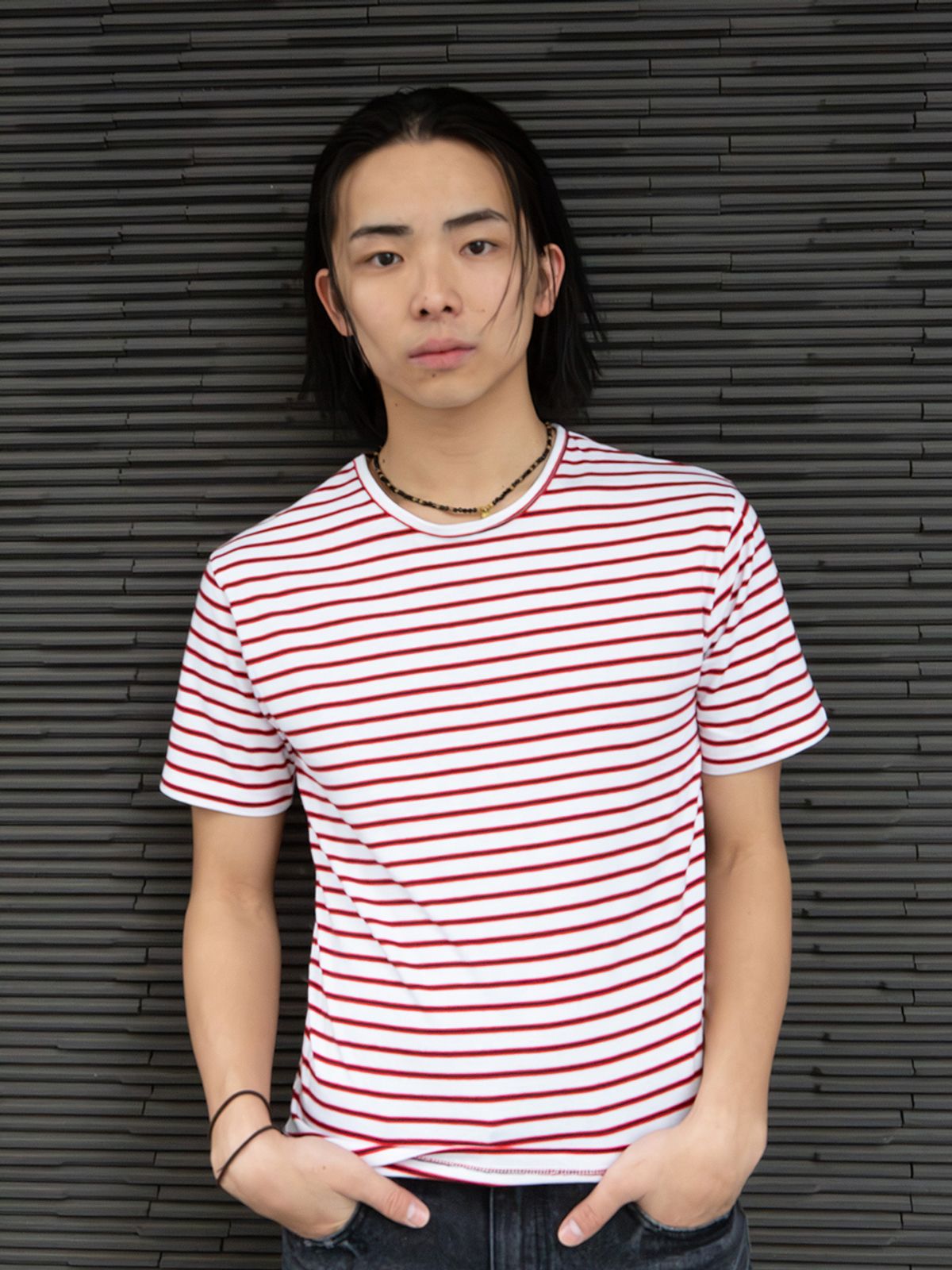 고저(GOZER) PIPI STRIPE T-SHIRT_WHITE