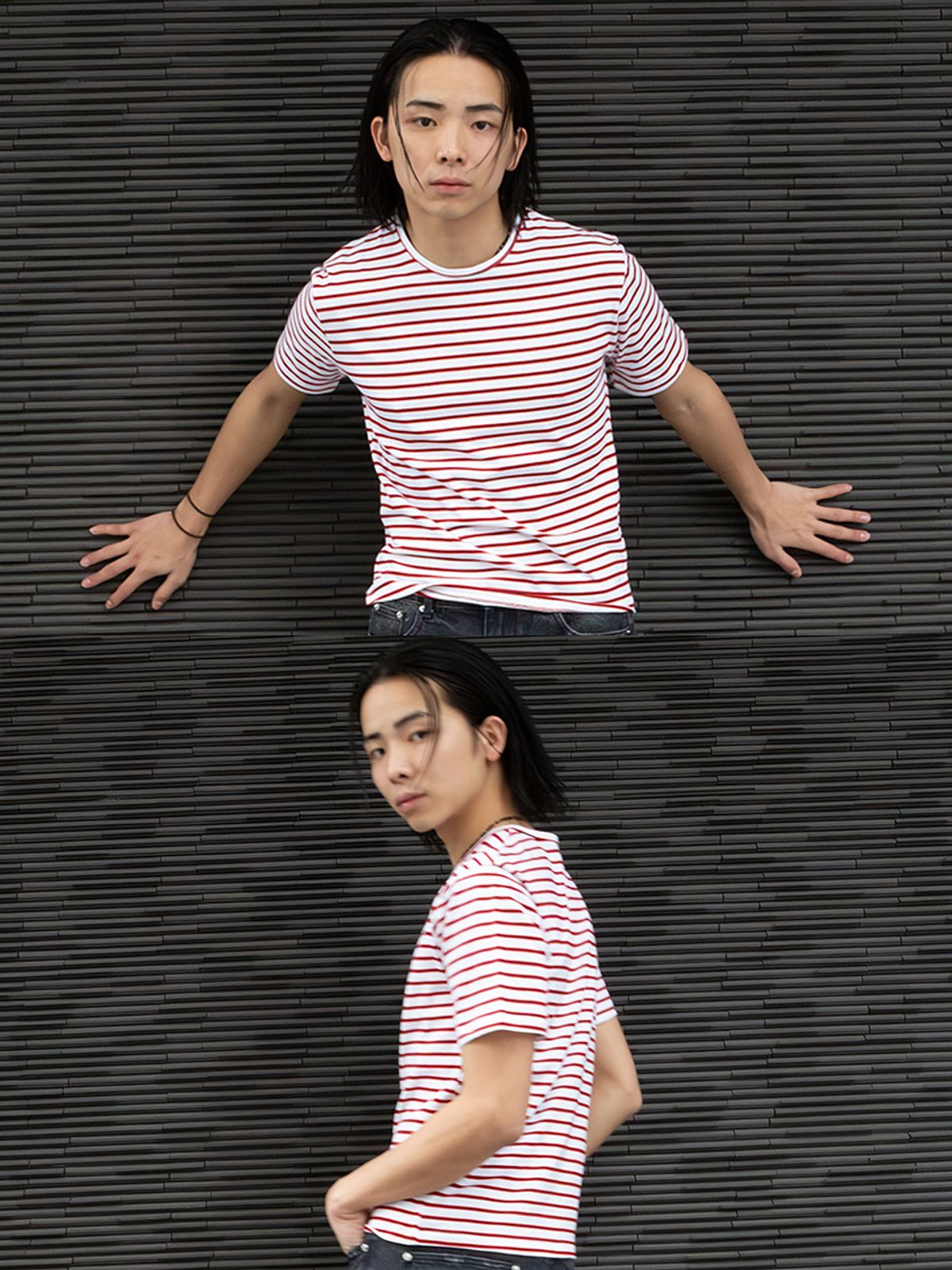 고저(GOZER) PIPI STRIPE T-SHIRT_WHITE