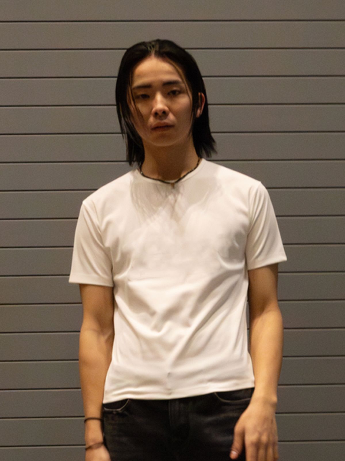 고저(GOZER) LIGHT RIB SLIM T-SHIRT_WHITE