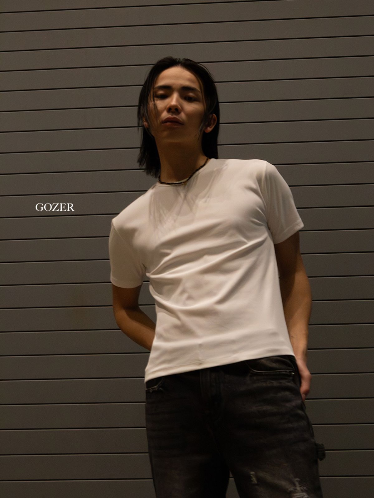 고저(GOZER) LIGHT RIB SLIM T-SHIRT_WHITE