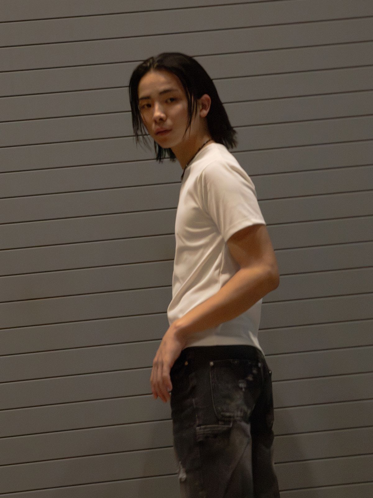 고저(GOZER) LIGHT RIB SLIM T-SHIRT_WHITE