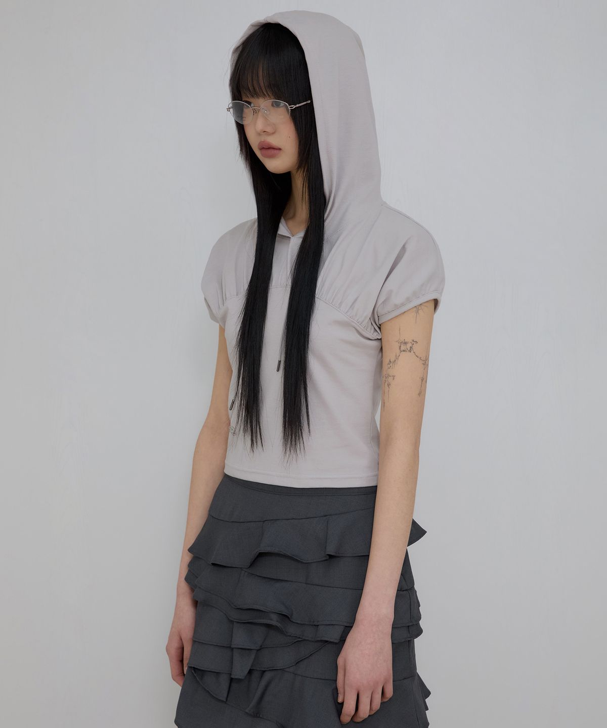 플레어업(FLAREUP) Kaya Shirred Hoodie (FL-159_Gray)