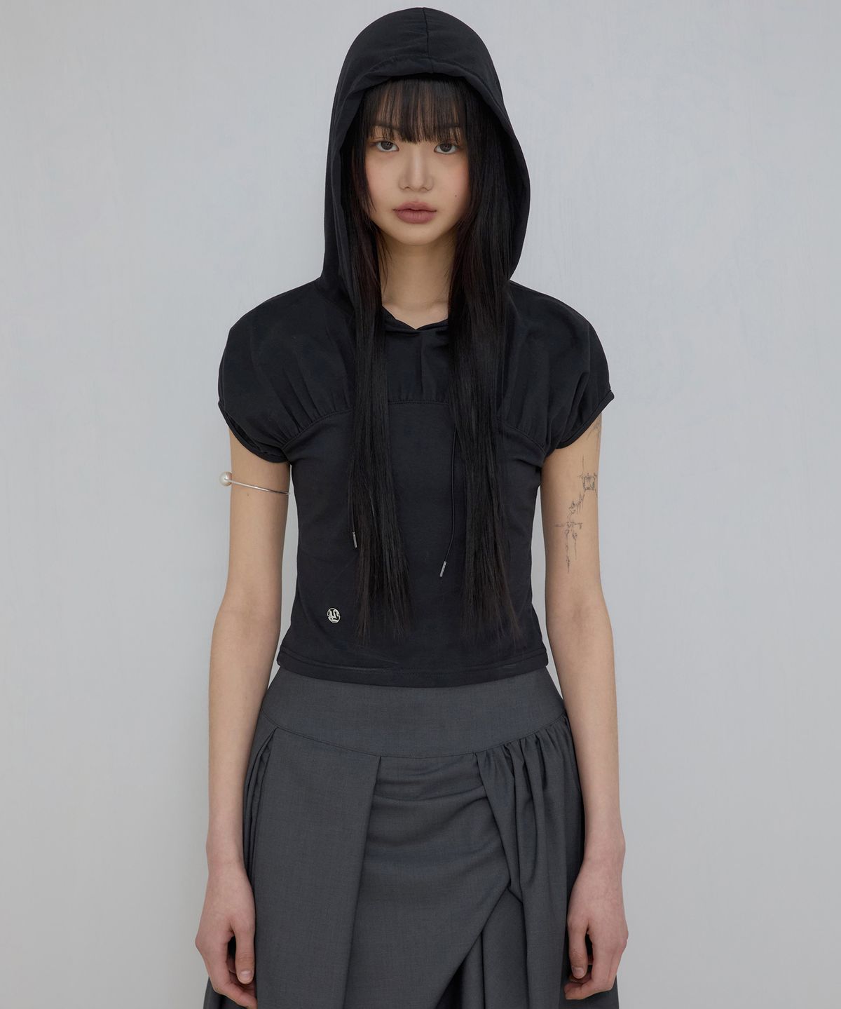 플레어업(FLAREUP) Kaya Shirred Hoodie (FL-159_Black)