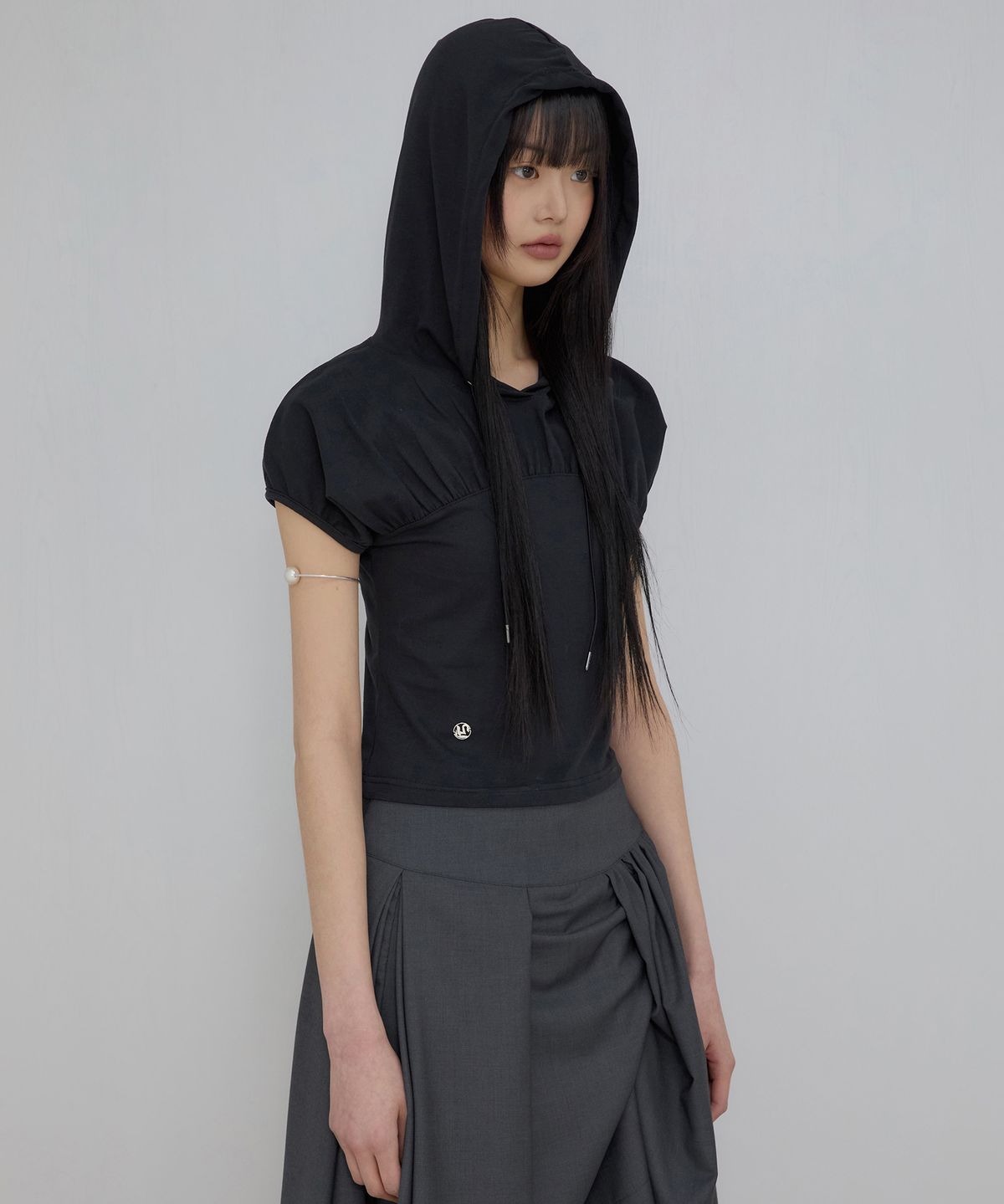플레어업(FLAREUP) Kaya Shirred Hoodie (FL-159_Black)