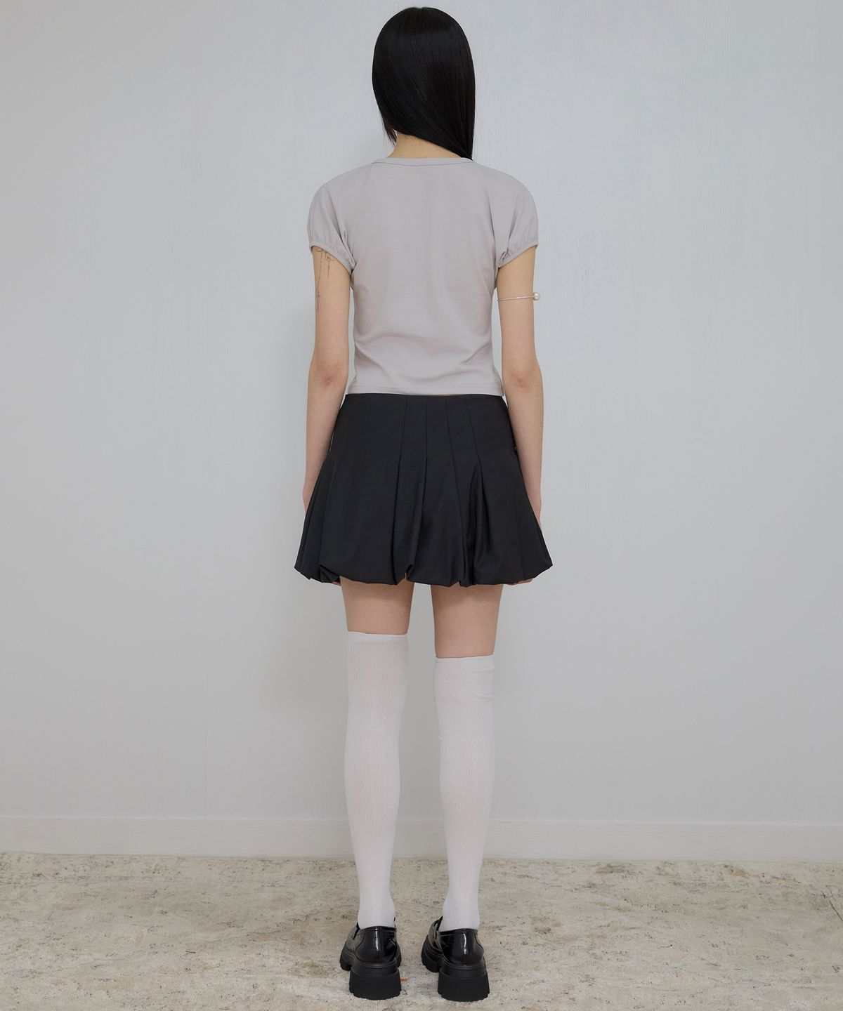 플레어업(FLAREUP) Kaya Shirred T-Shirt (FL-158_Gray)
