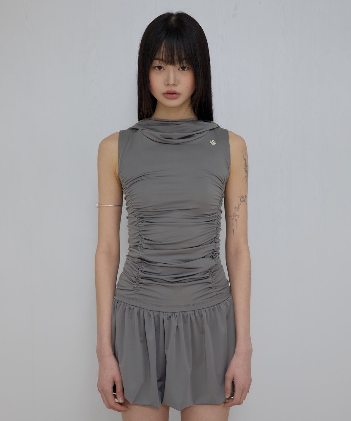 플레어업(FLAREUP) Hooded High Neck Dress (FL-155_Gray)