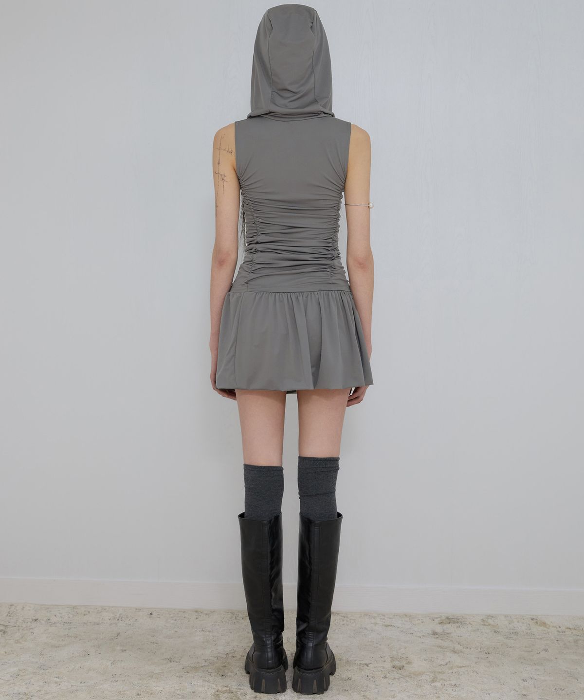 플레어업(FLAREUP) Hooded High Neck Dress (FL-155_Gray)