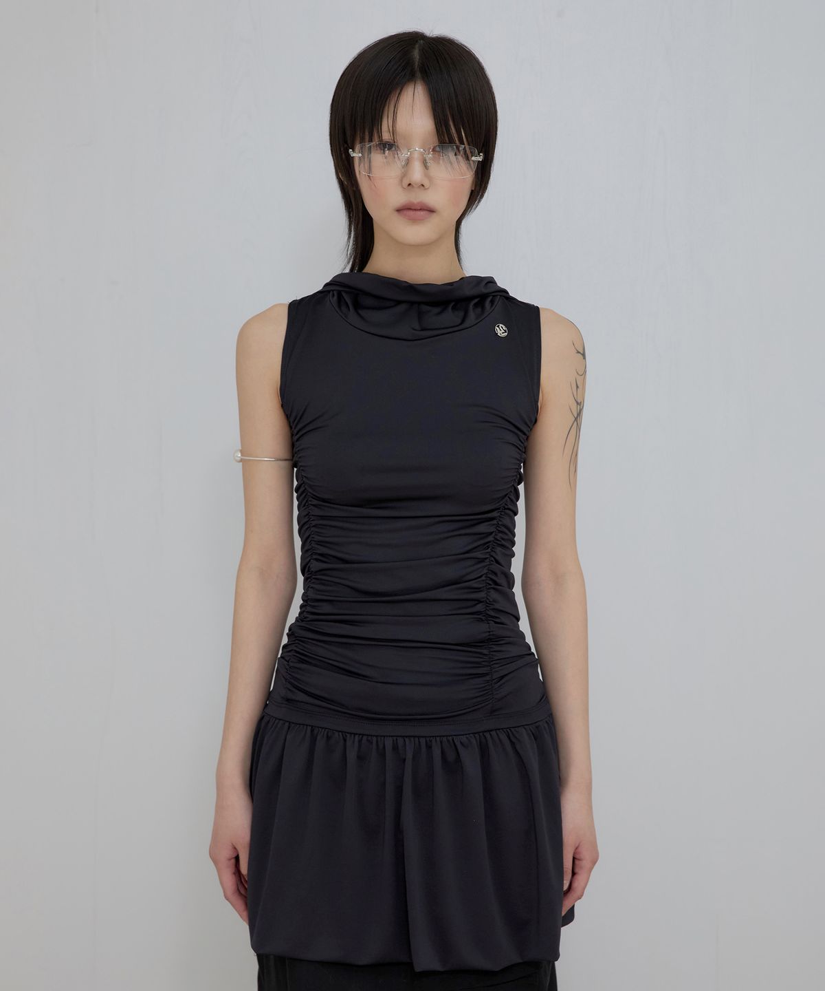 플레어업(FLAREUP) Hooded High Neck Dress (FL-155_Black)