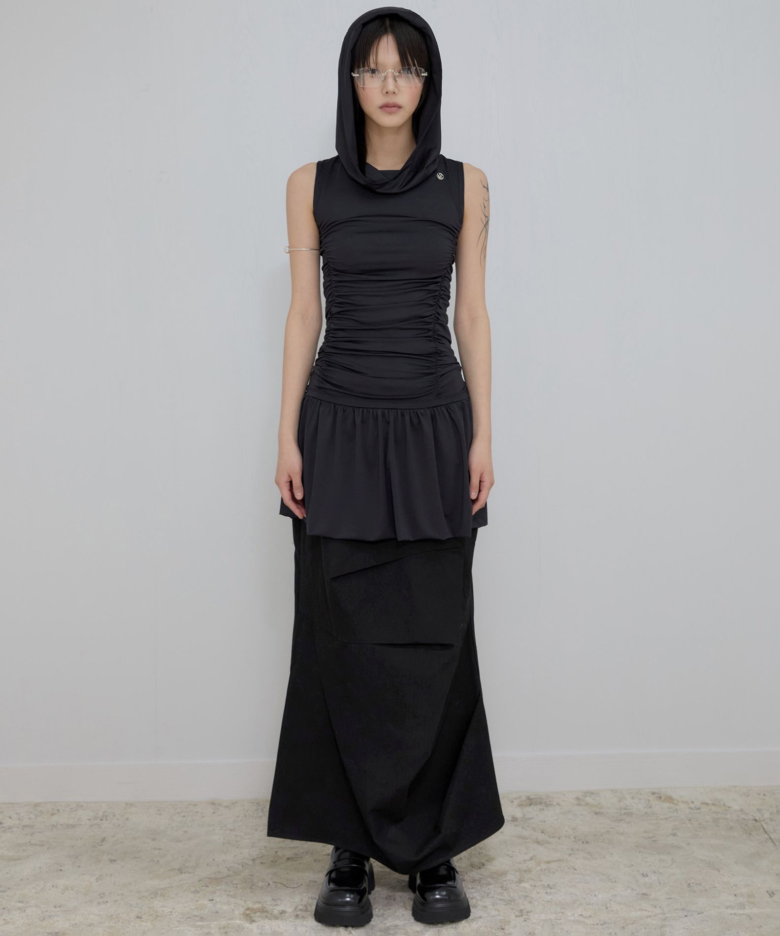 MUSINSA | FLAREUP Hooded High Neck Dress (FL-155_Black)