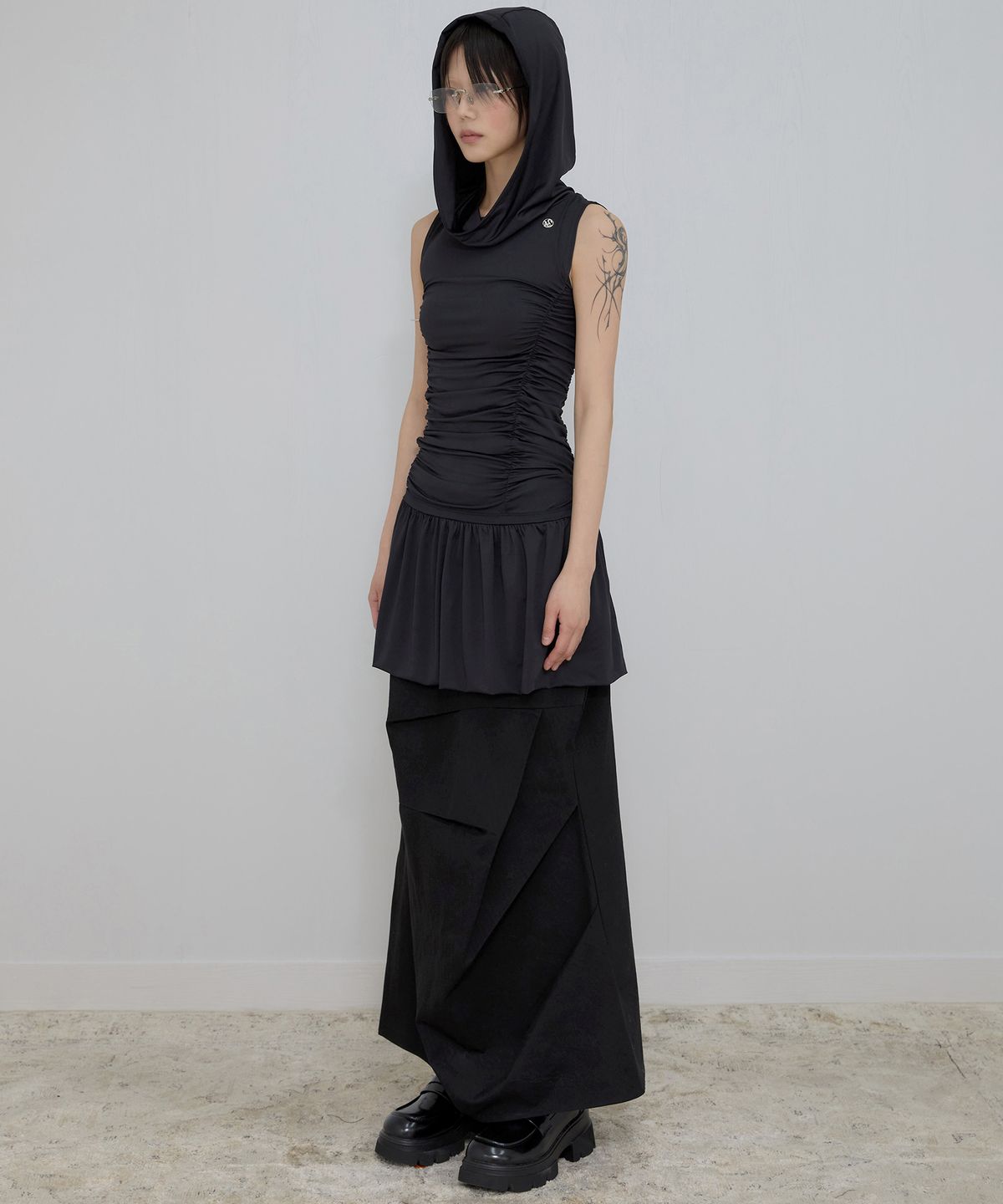 플레어업(FLAREUP) Hooded High Neck Dress (FL-155_Black)