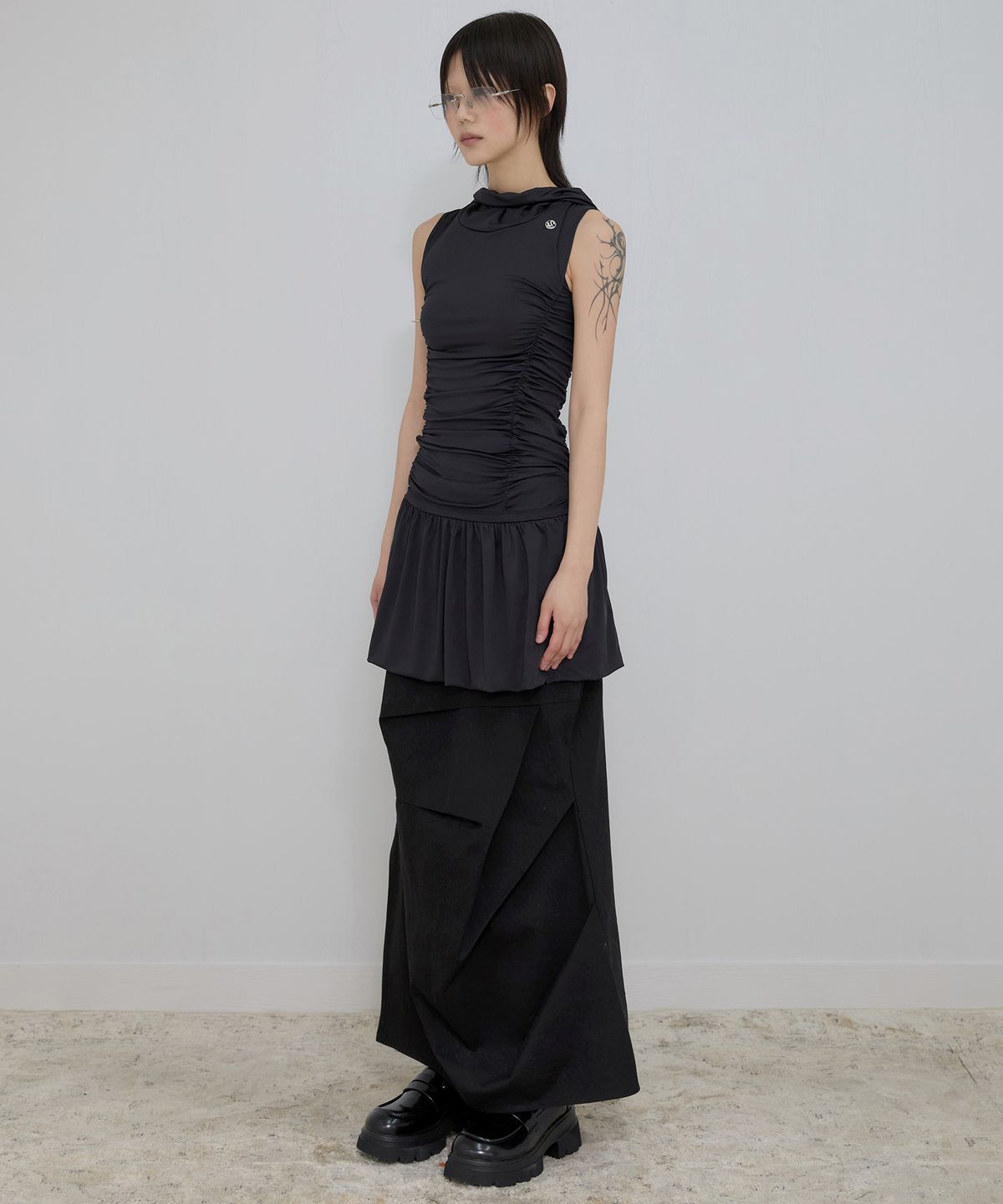 플레어업(FLAREUP) Hooded High Neck Dress (FL-155_Black)