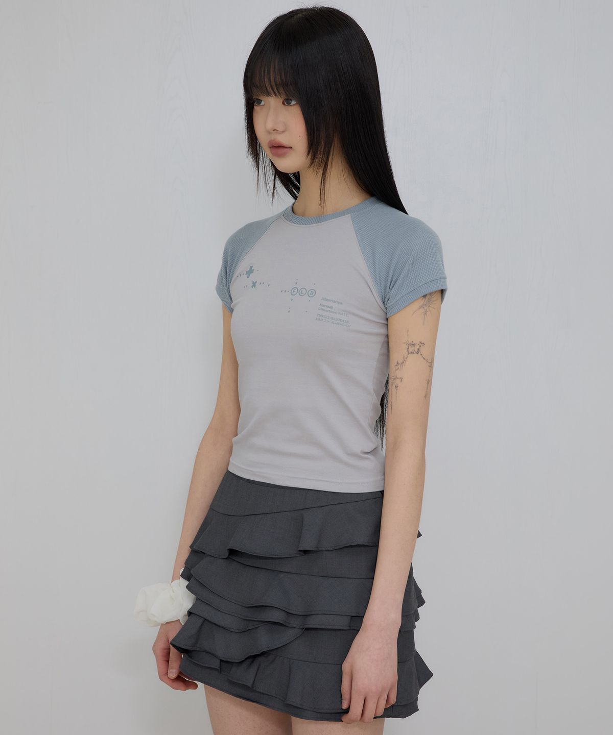 플레어업(FLAREUP) Muta Waffle Raglan T-Shirt (FL-154_Gray&Sky)