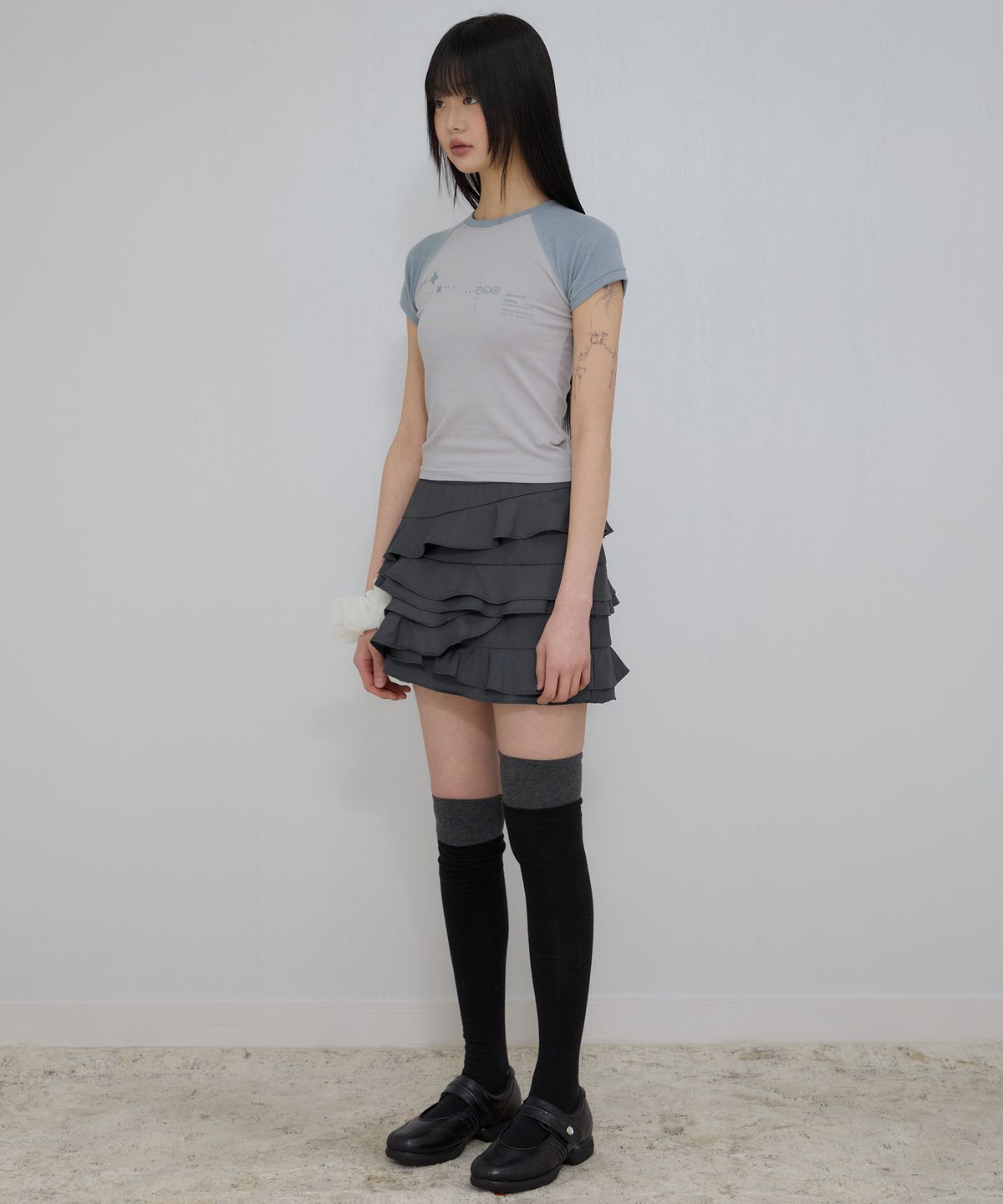 플레어업(FLAREUP) Muta Waffle Raglan T-Shirt (FL-154_Gray&Sky)