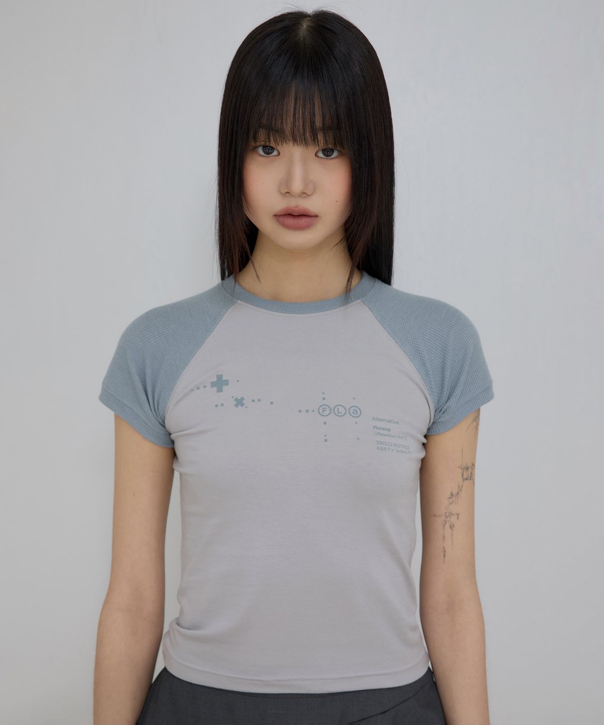플레어업(FLAREUP) Muta Waffle Raglan T-Shirt (FL-154_Gray&Sky)