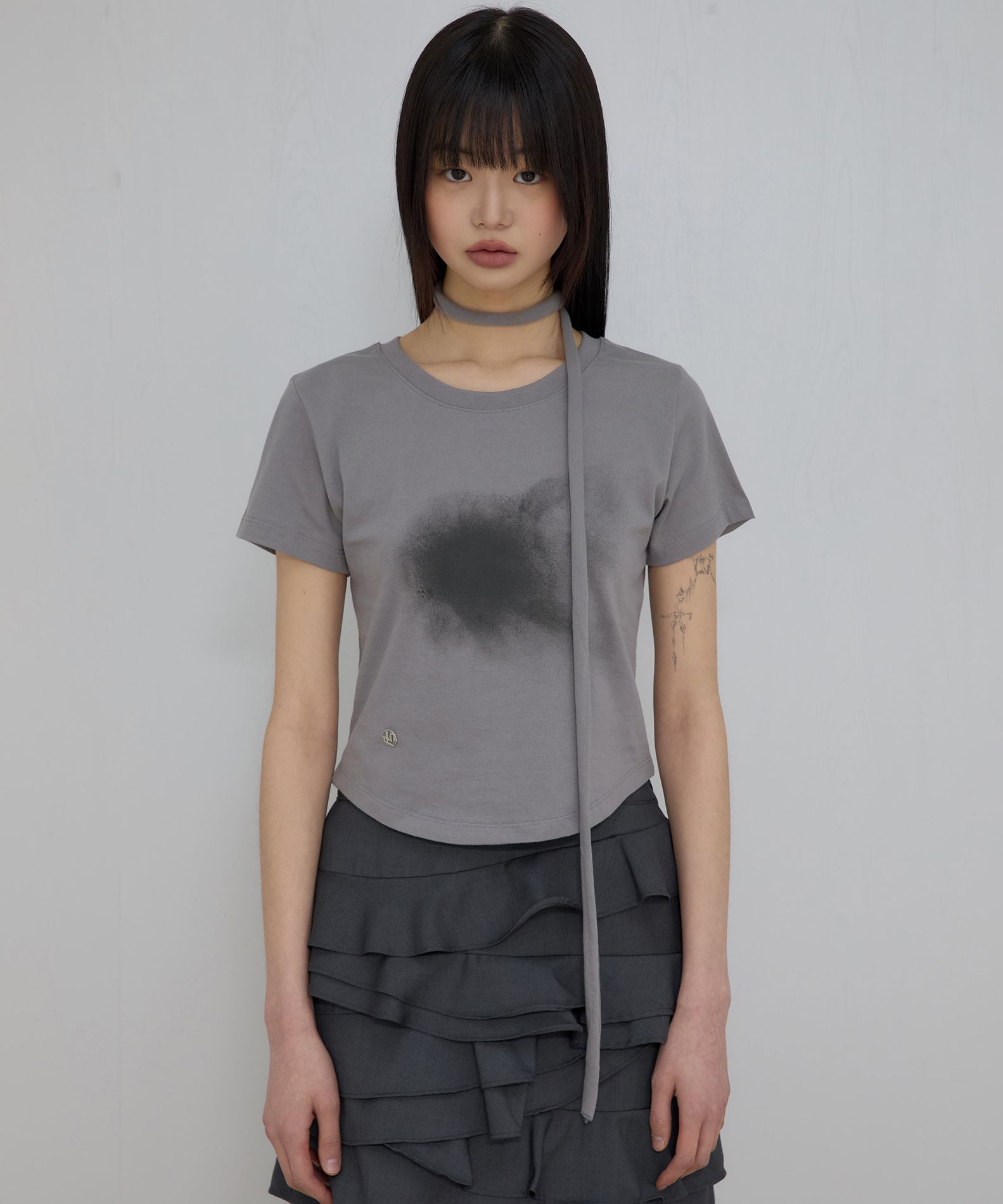 韓国商品/FLARE UP Vanish Tie Scarf T-Shirt MUSINSA | FLAREUP Vanish Tie Scarf T-Shirt (FL-114_Gray)
