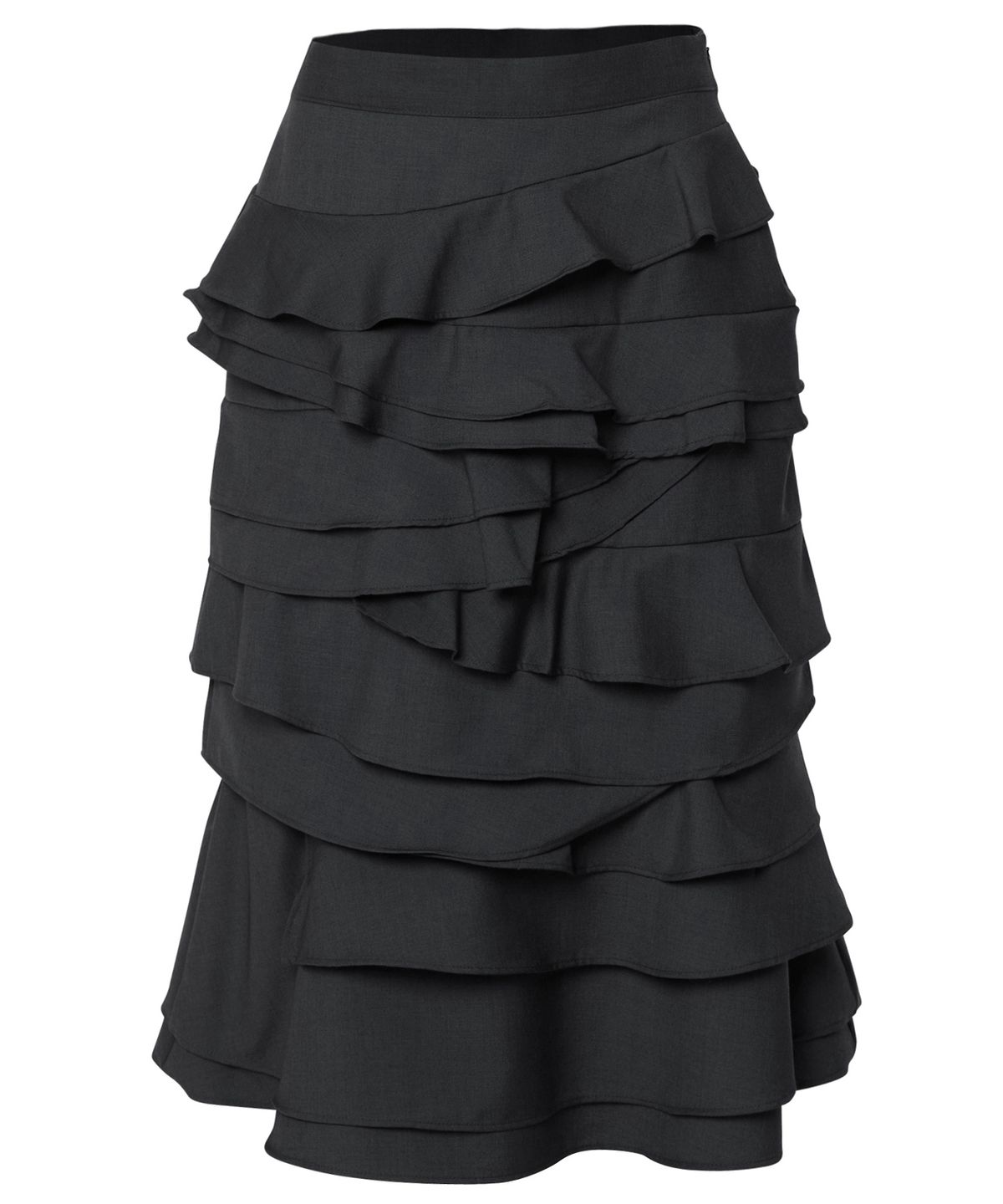 플레어업(FLAREUP) Faye Frill Midi Skirt (FL-246_Black)