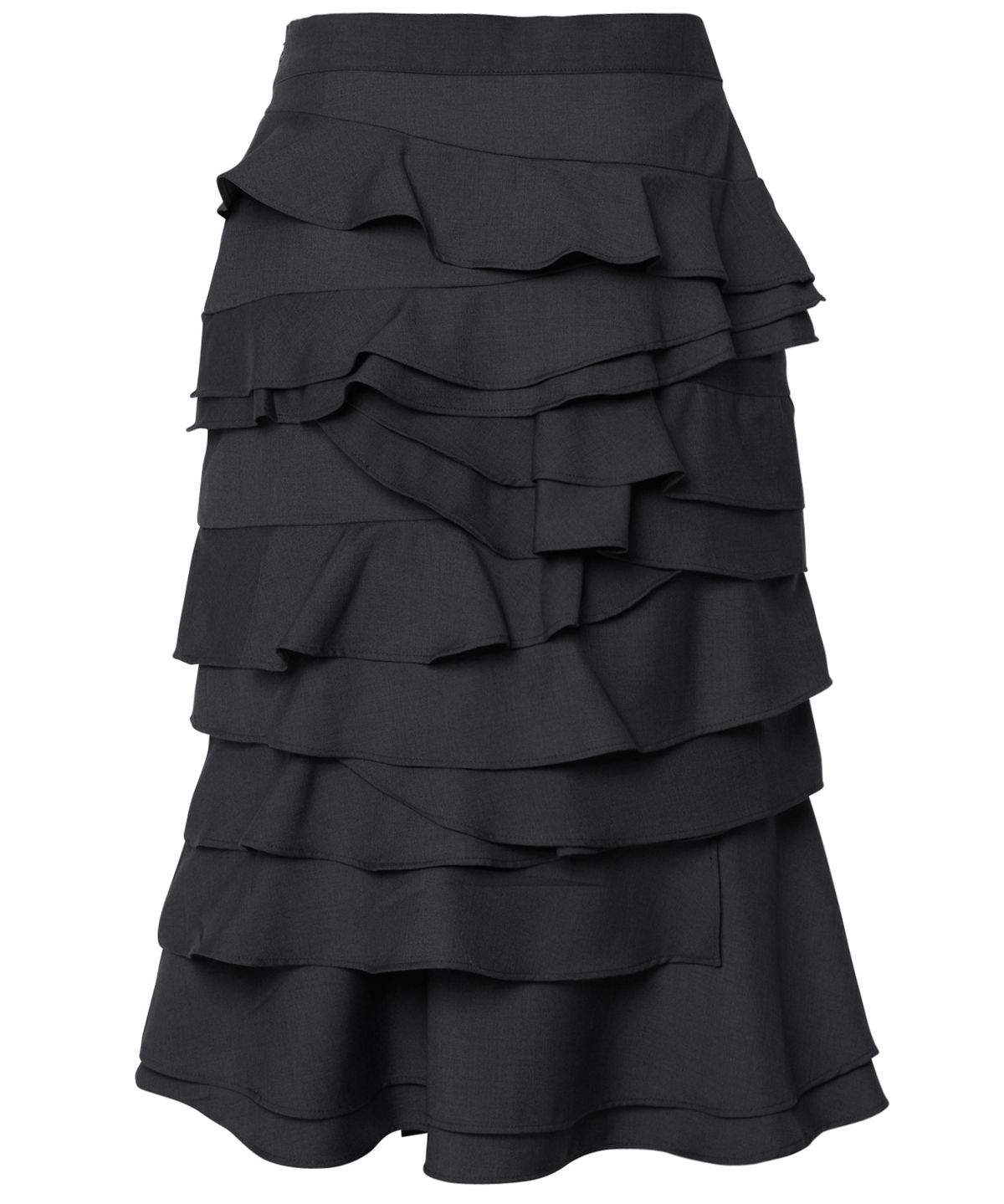 플레어업(FLAREUP) Faye Frill Midi Skirt (FL-246_Black)