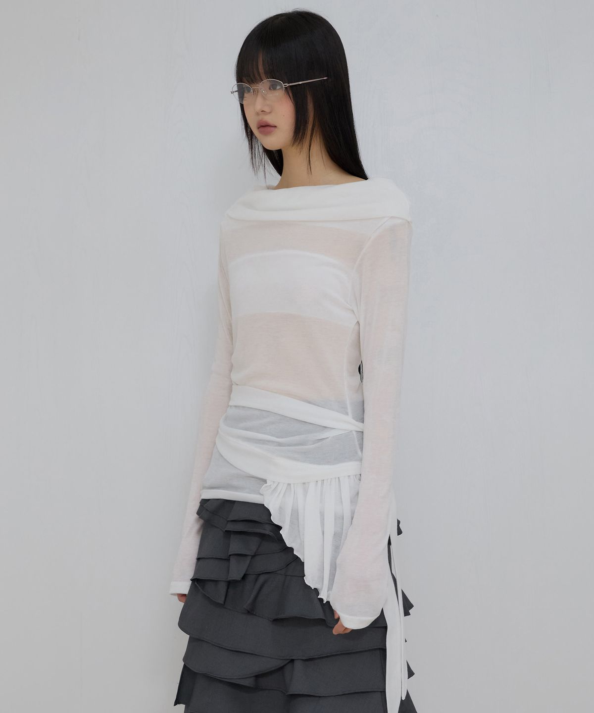 플레어업(FLAREUP) Faye Frill Long Sleeve (FL-160_White)