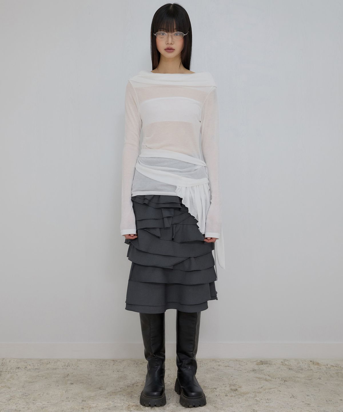 플레어업(FLAREUP) Faye Frill Long Sleeve (FL-160_White)