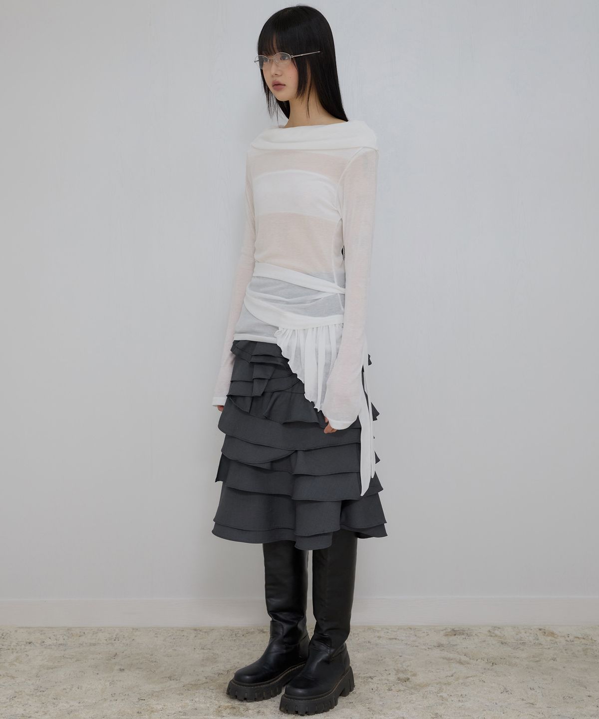 플레어업(FLAREUP) Faye Frill Long Sleeve (FL-160_White)